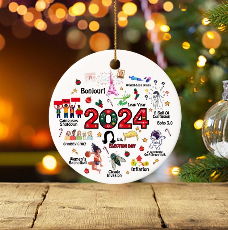 Notable Events 2024 Christmas Ornament, Newsmaker Cute Ornament, Funny Year in Review, Year to Remember Gifts Idea, Commemorative 2024 HAOR15
