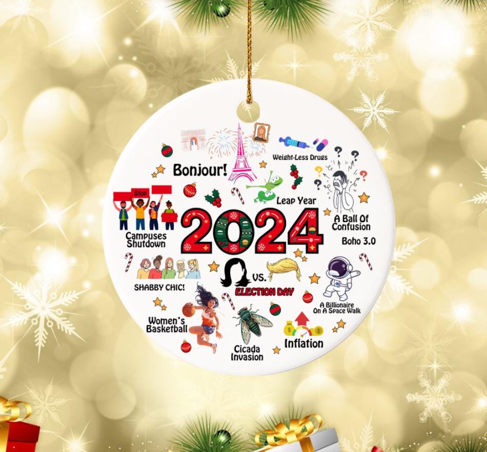 Notable Events 2024 Christmas Ornament, Newsmaker Cute Ornament, Funny Year in Review, Year to Remember Gifts Idea, Commemorative 2024 HAOR15