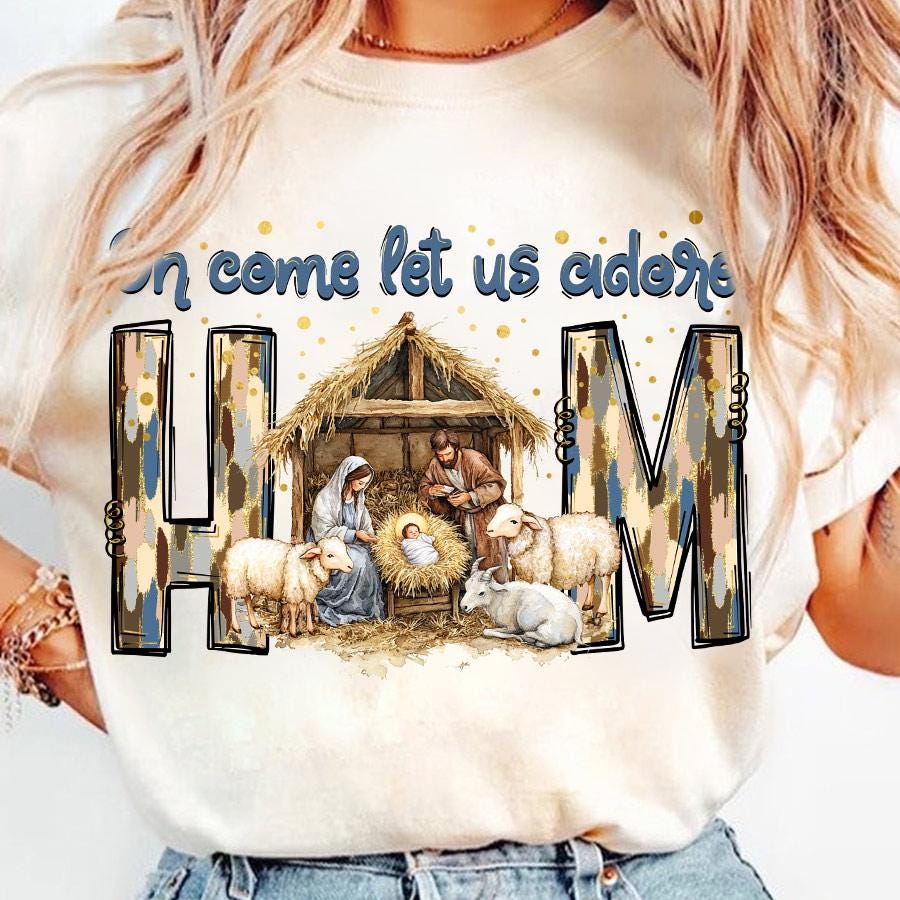 Oh Come Let Us Adore Him Png, Nativity Scene Christmas Png, Coquette Jesus Christmas Png, Baby Jesus Png, Oh Holy Night Png, Hand Drawn SCU