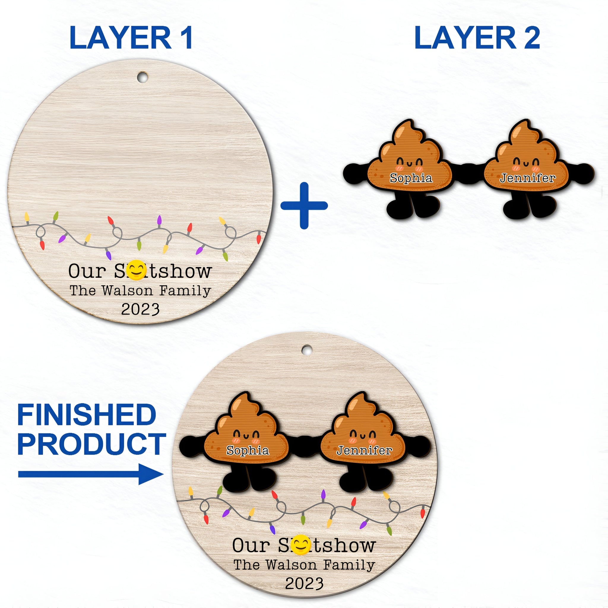 Our Family - Funny Gift For Family - Personalized 2-Layered Wooden Ornament ORN0310