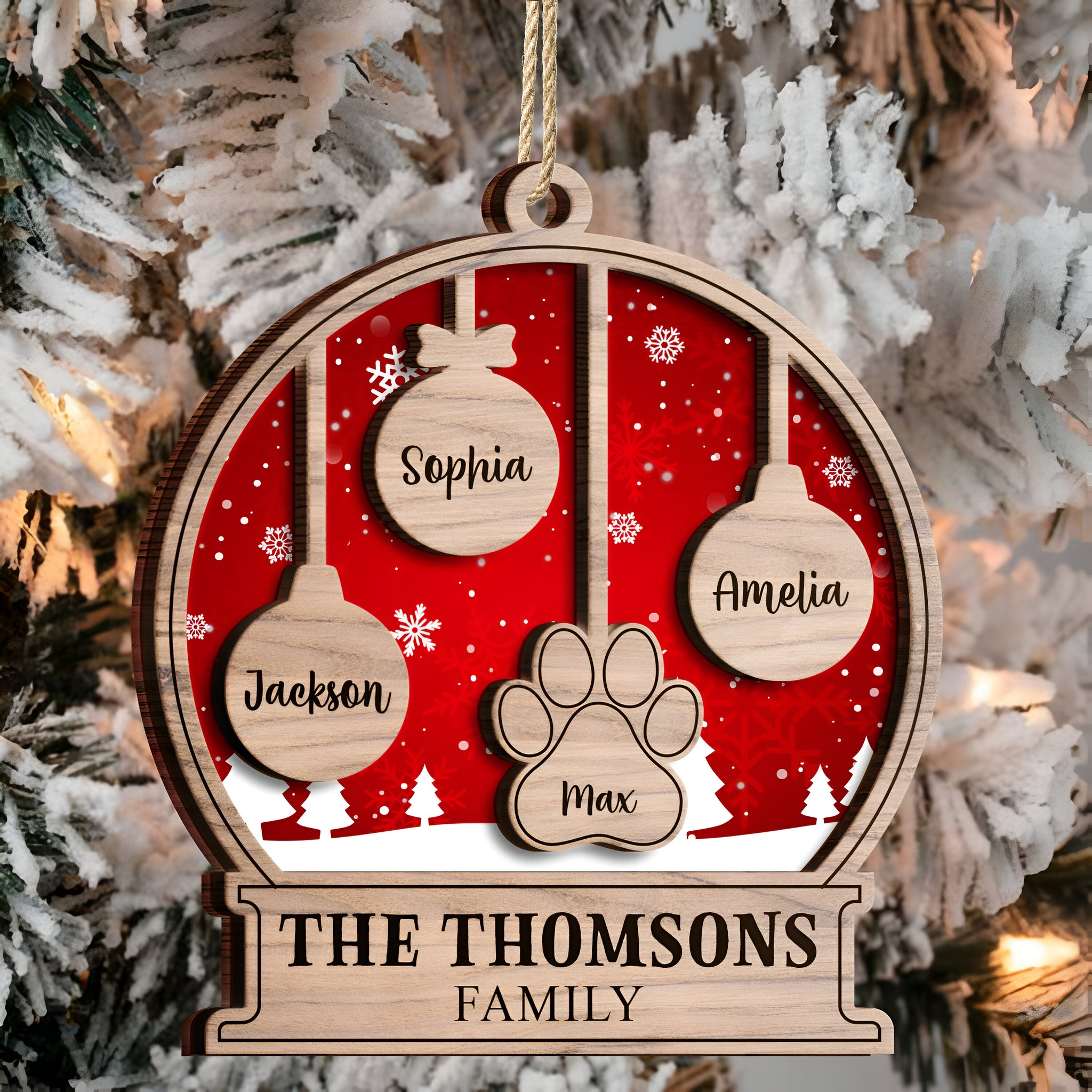 Our Family Kids Pet - Gift For Family, Parent - Personalized 2-Layered Wooden Ornament ORHA24