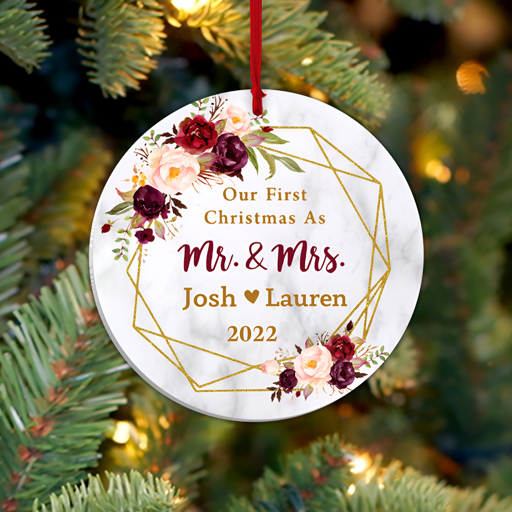 Our First Christmas As Mr And Mrs Personalized Ornament Gift For Couple  ORN2509