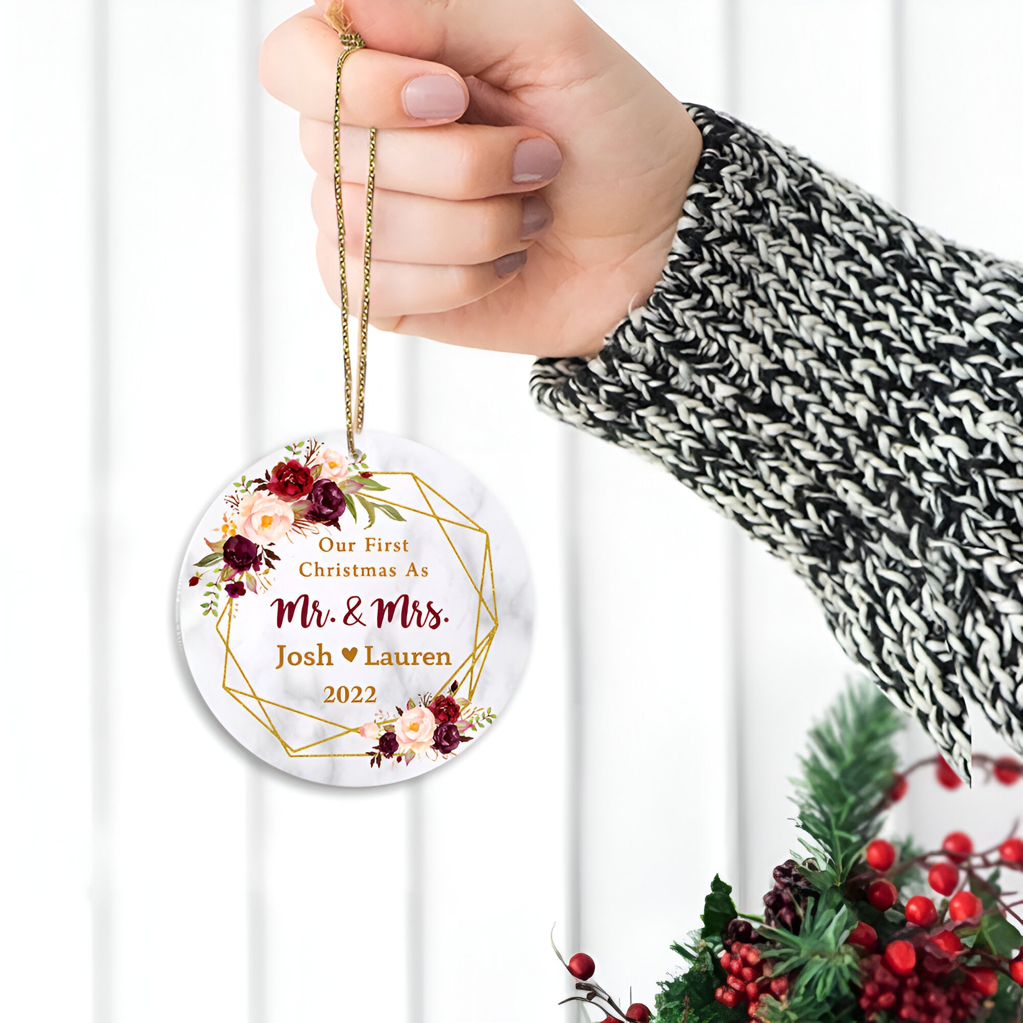 Our First Christmas As Mr And Mrs Personalized Ornament Gift For Couple  ORN2509