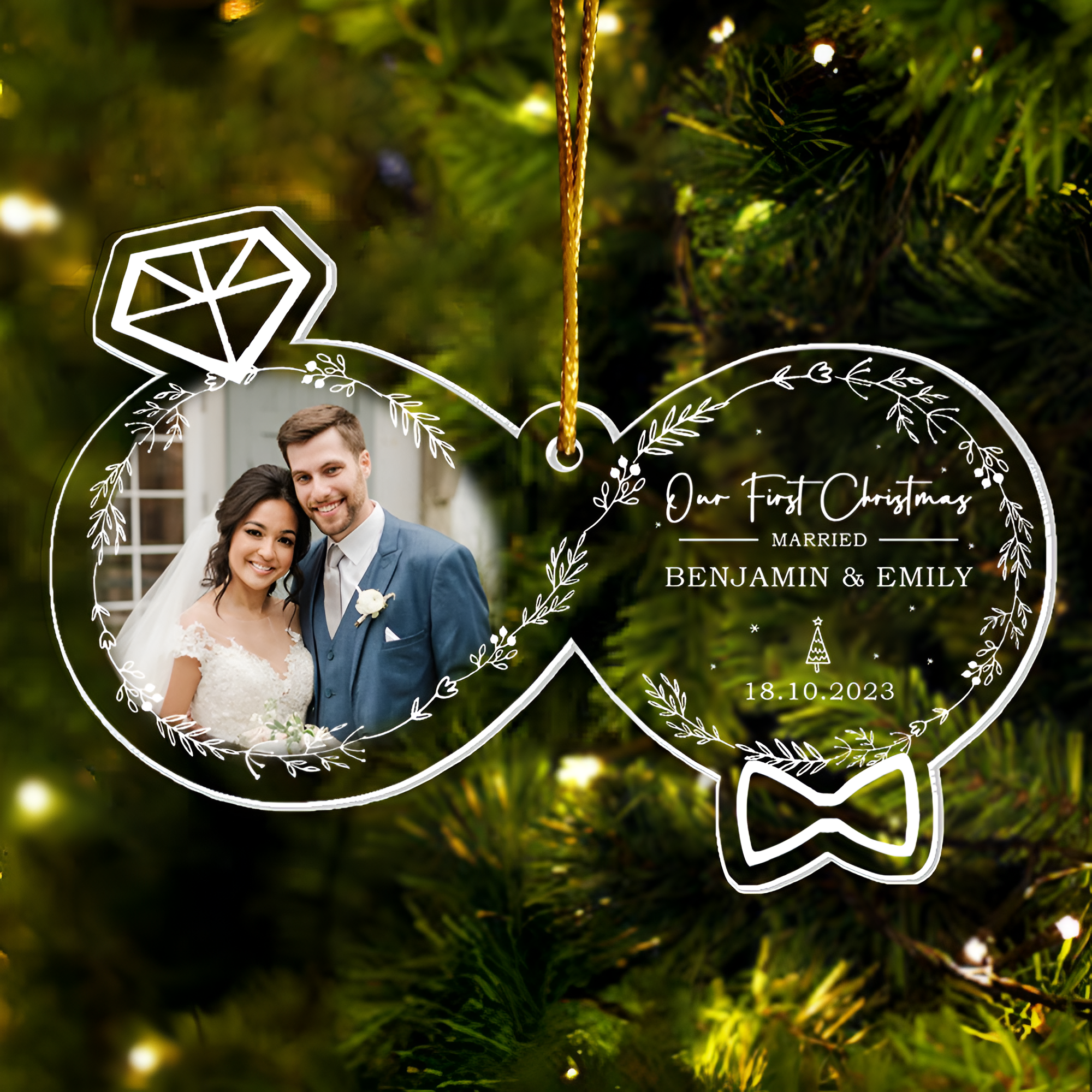 Our First Christmas Married - Personalized Custom Shaped Acrylic Ornament for Marriage Couple  ORN2509