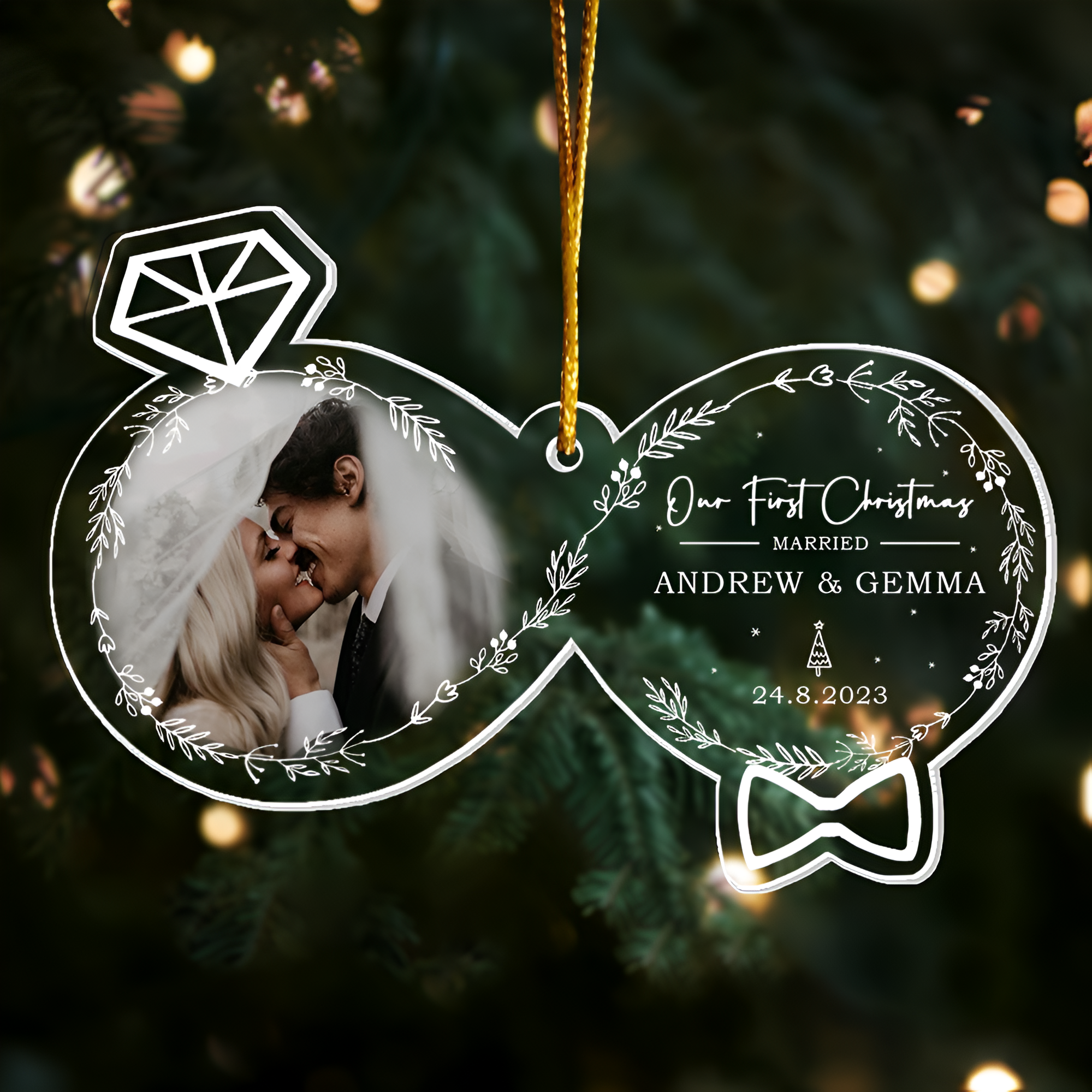 Our First Christmas Married - Personalized Custom Shaped Acrylic Ornament for Marriage Couple  ORN2509