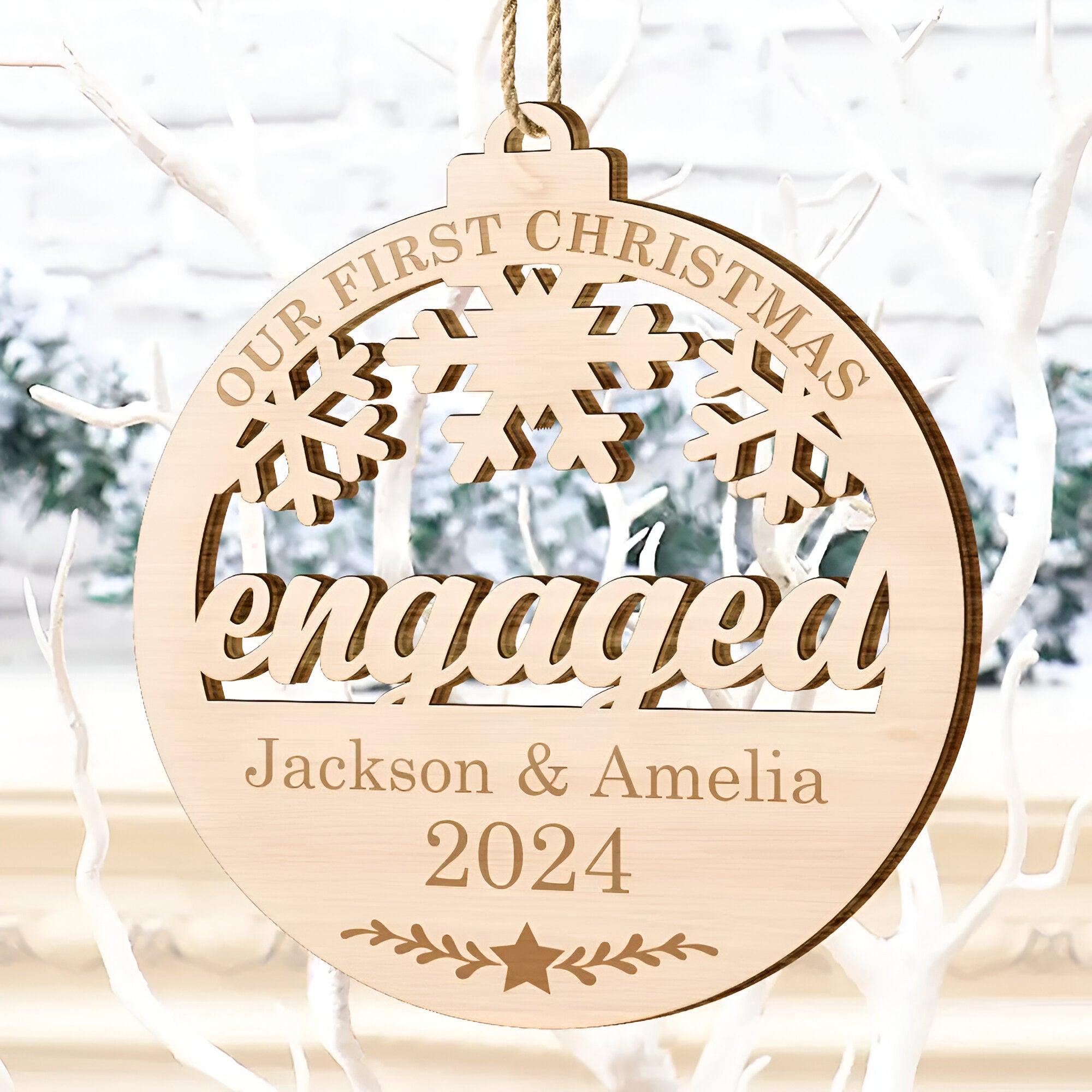 Our First Christmas - Personalized Wooden Cutout Ornament ORHA24