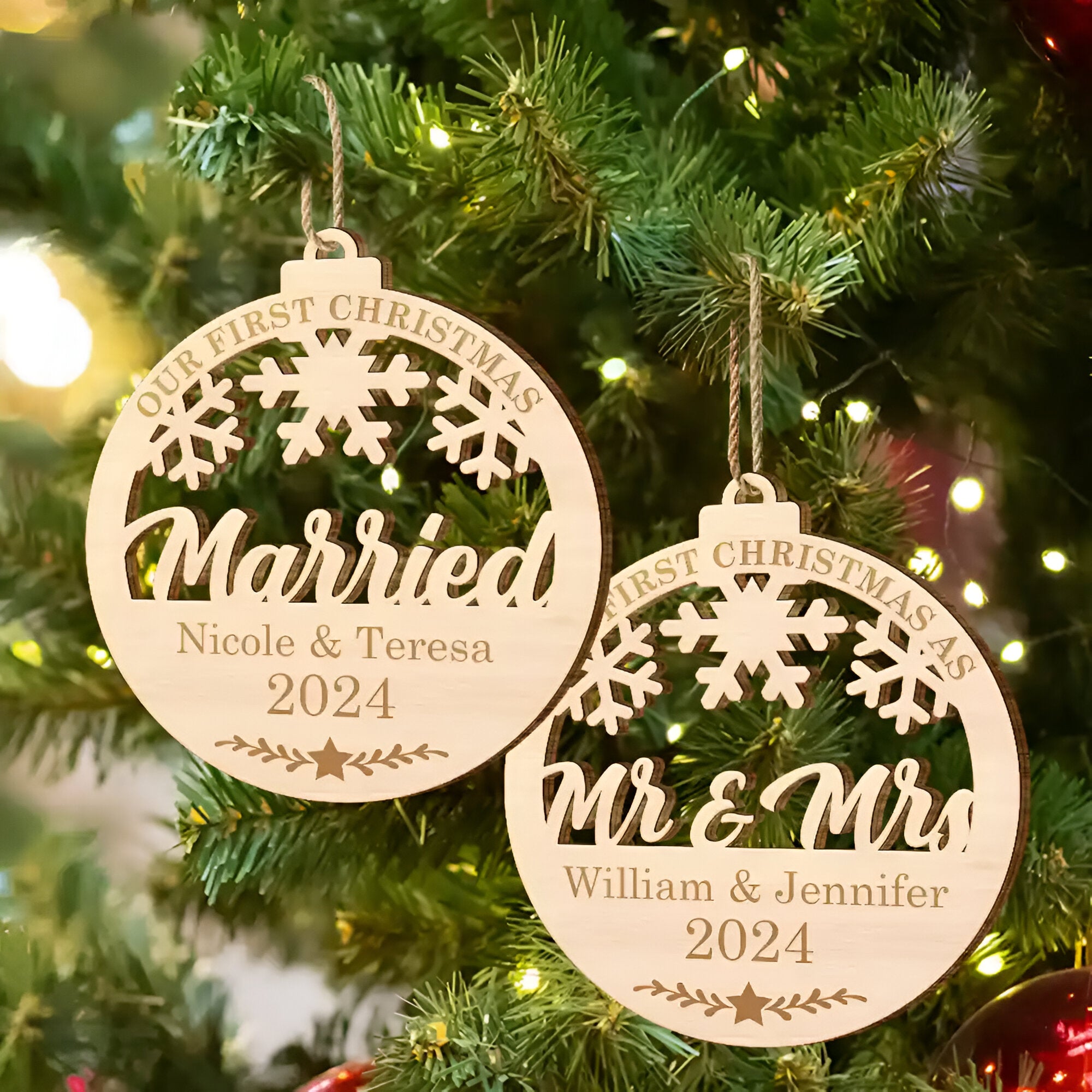 Our First Christmas - Personalized Wooden Cutout Ornament ORHA24