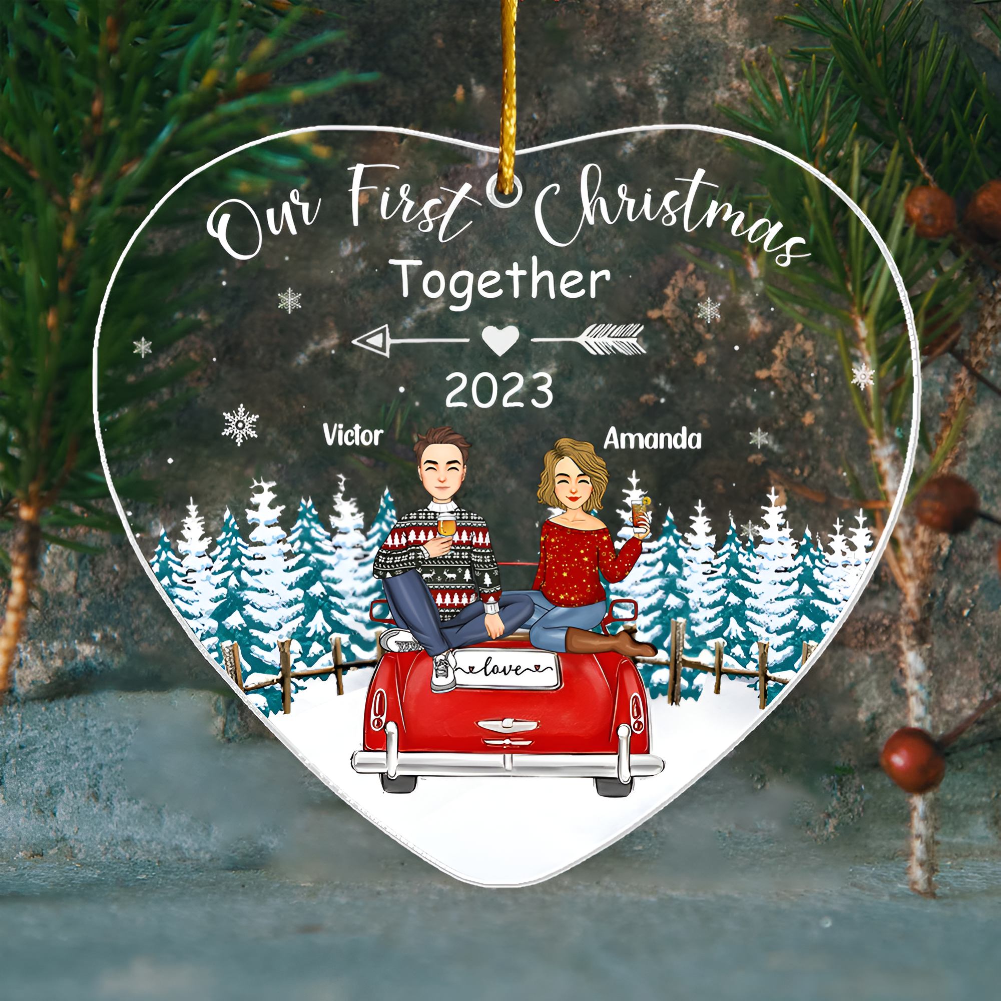 Our First Christmas Together - Couple First Christmas Personalized Acrylic Ornament 1 ORN2509