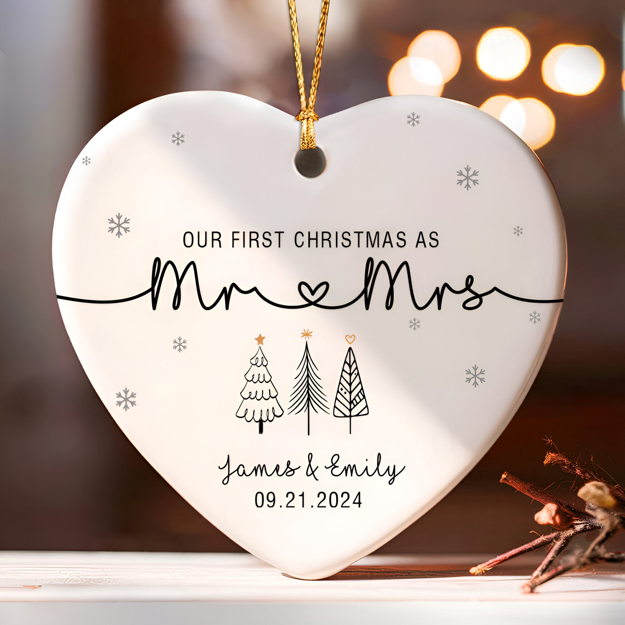 Our First Christmas As Mr & Mrs Ornament, First Married Christmas Ornament 2024, Married Ornament, Wedding Ornament, Mr And Mrs Gifts  ORN2509
