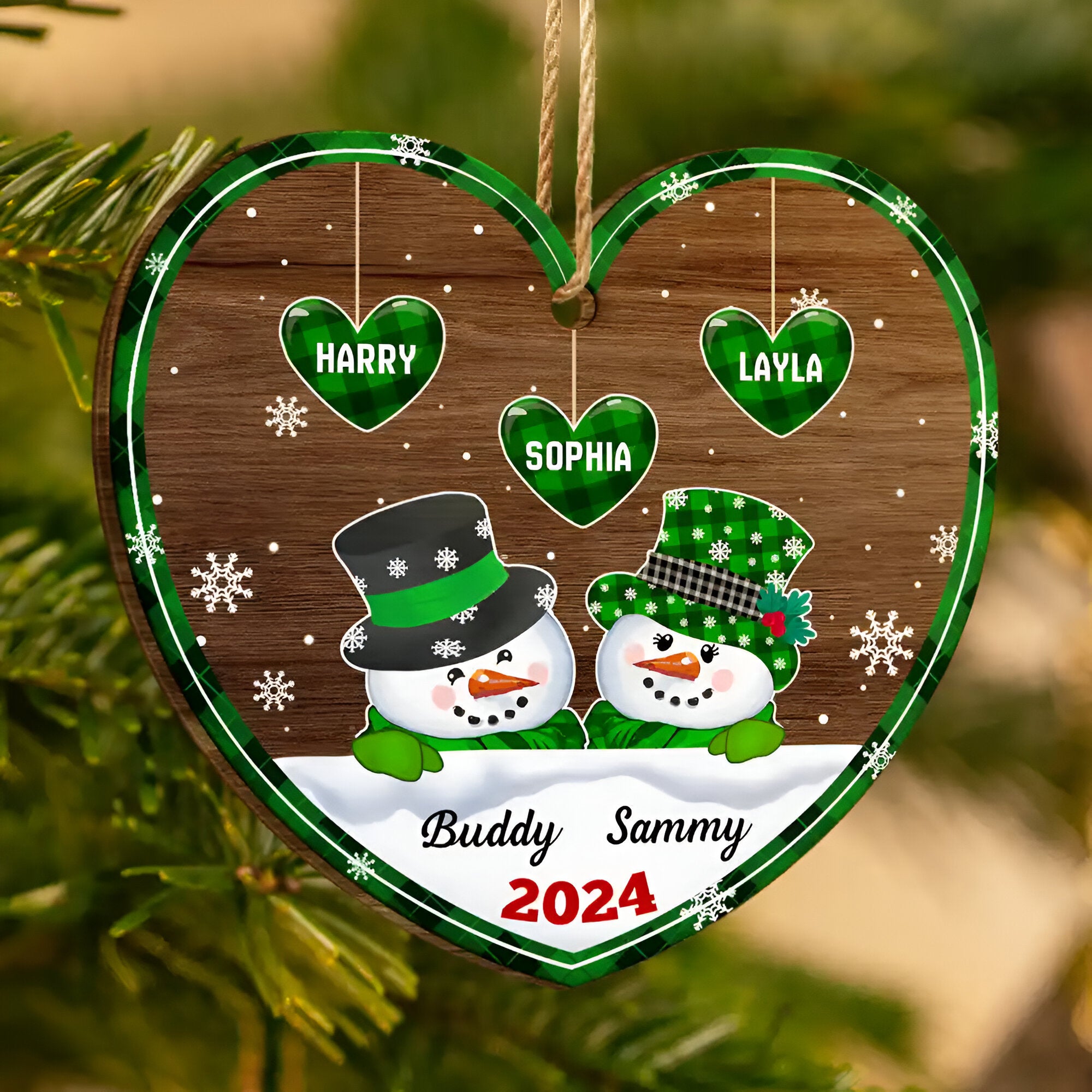 Papa Nana Snowman Christmas Grandparents - Personalized Custom Shaped Wooden Ornament ORHA24