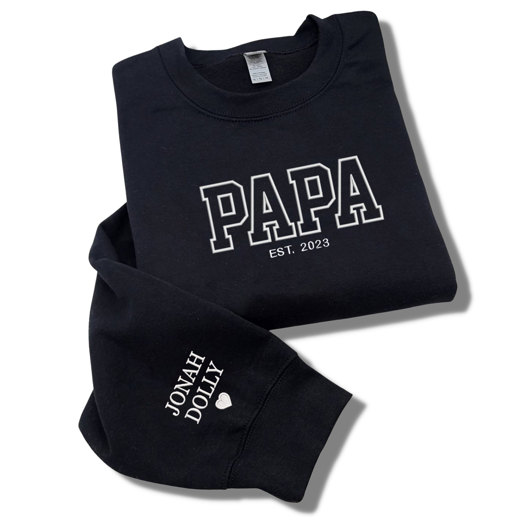 Personalized Papa Sweatshirts Hoodie with Name of Child, Dad EST 2024 Crewneck embroidered em4