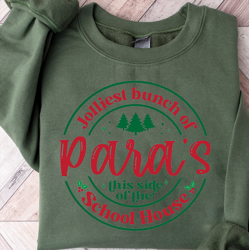 Para Christmas Shirt, Jolliest Bunch Of Paras T-Shirt, Teacher Christmas, Funny Christmas Teacher Shirt, Christmas Paraprofessional Sweater