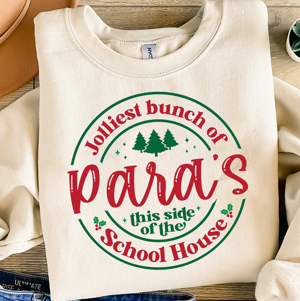 Para Christmas Shirt, Jolliest Bunch Of Paras T-Shirt, Teacher Christmas, Funny Christmas Teacher Shirt, Christmas Paraprofessional Sweater