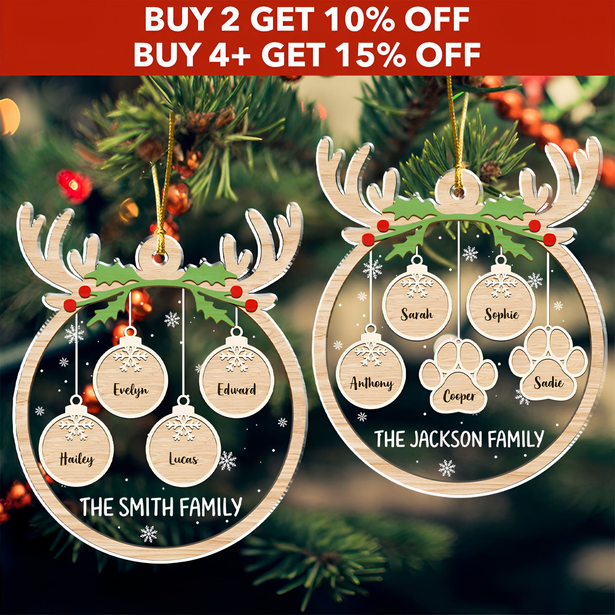 Paw Charm - Personalized Custom Acrylic Ornament ORN0710