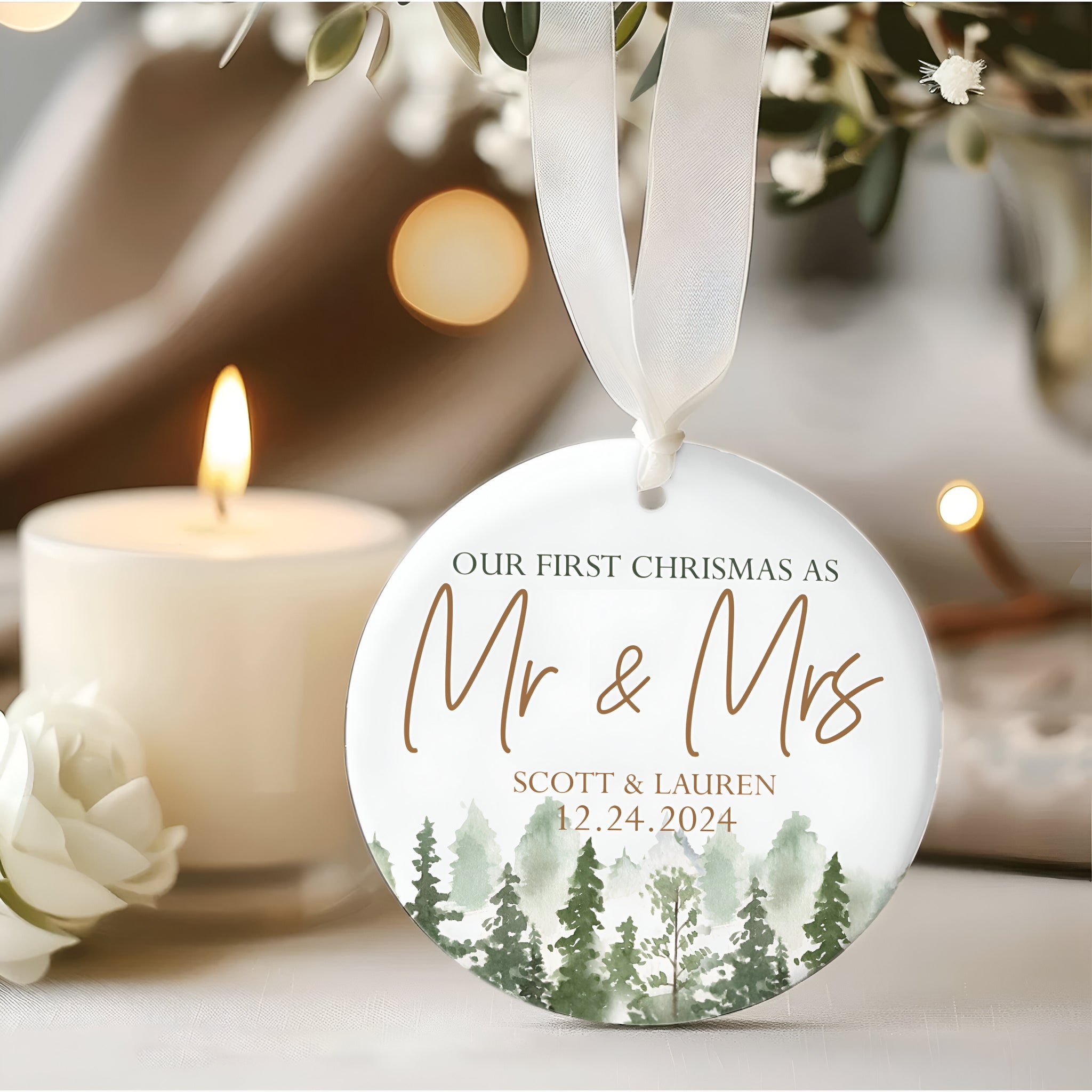 Personalized Our First Christmas As Mr & Mrs Ornament, First Married Christmas Ornament 2024, Married Ornament, Wedding Ornament, Mr And Mrs Gifts CX05-13 ORN2509