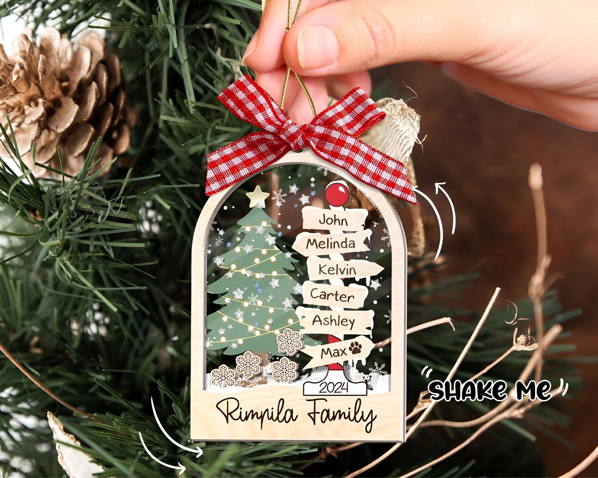 Personalized Family Ornament, Custom Family Christmas Ornament, 4D Shake Family Ornament 2024, Family Christmas Tree Ornament, Family Gift HAOR10