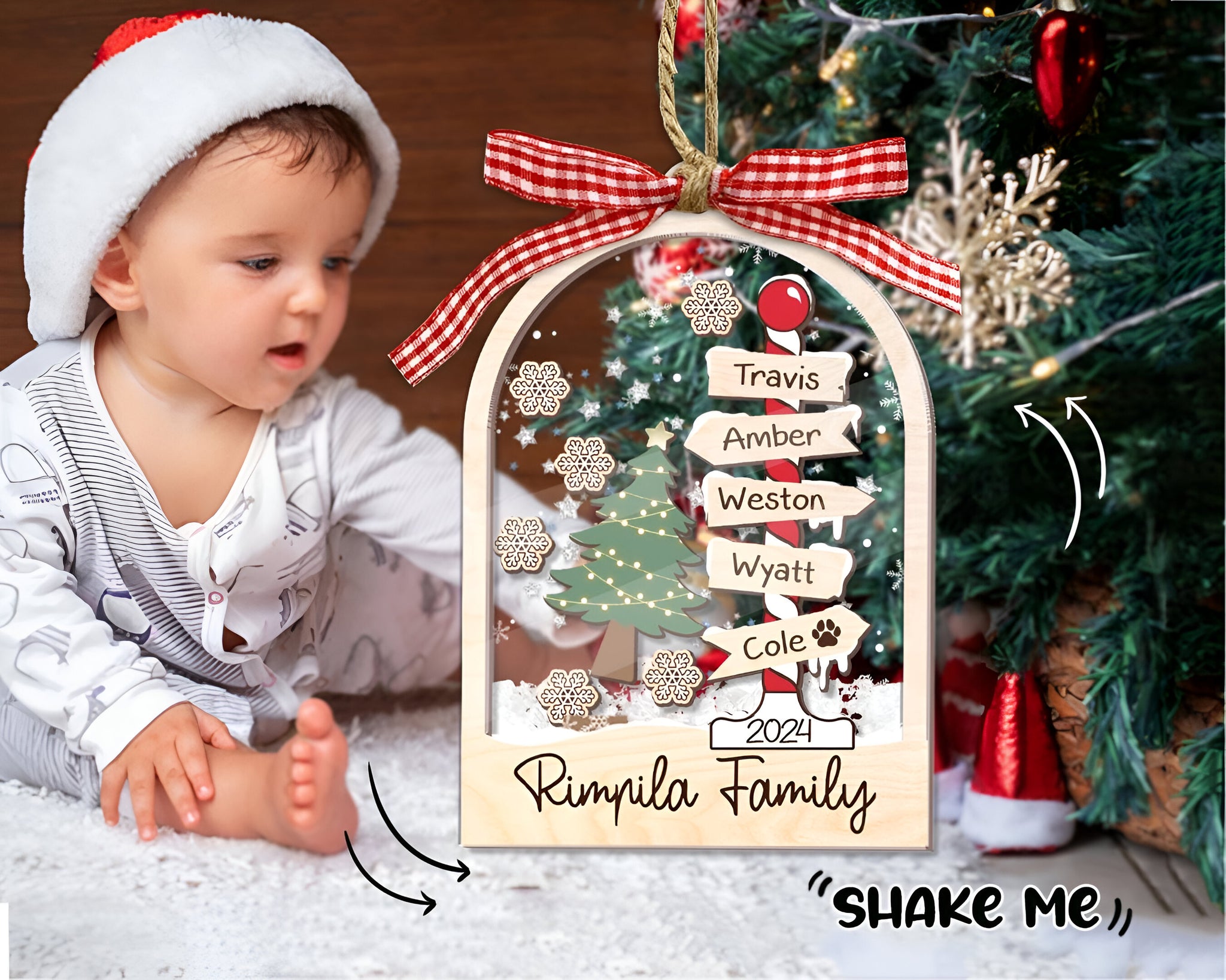 Personalized Family Ornament, Custom Family Christmas Ornament, 4D Shake Family Ornament 2024, Family Christmas Tree Ornament, Family Gift HAOR10