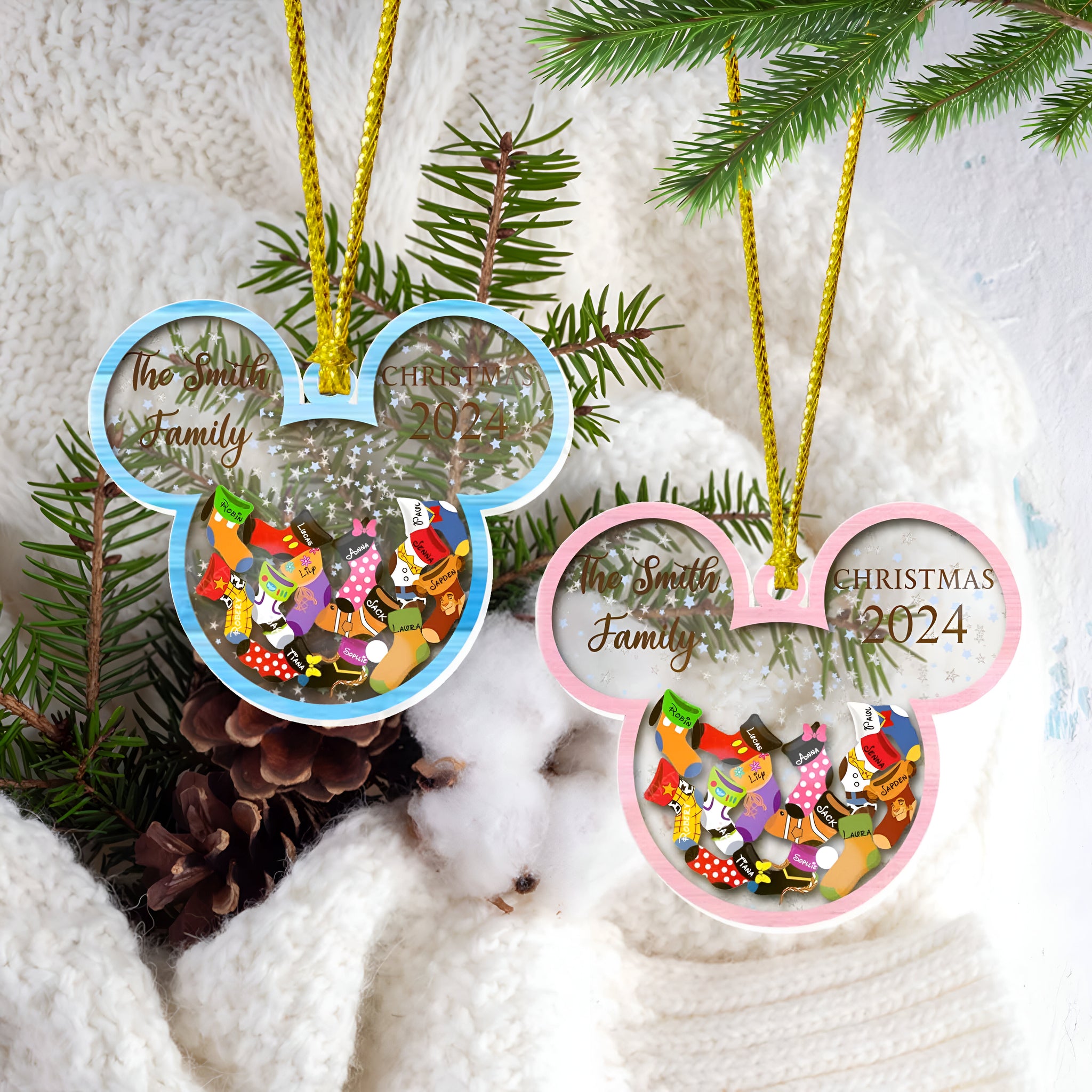 Personalized Disney Family Christmas Ornament 2024, Custom Family Christmas Ornament, 4D Customized Cookie Ornament Gift, Stocking Ornament ORHA24