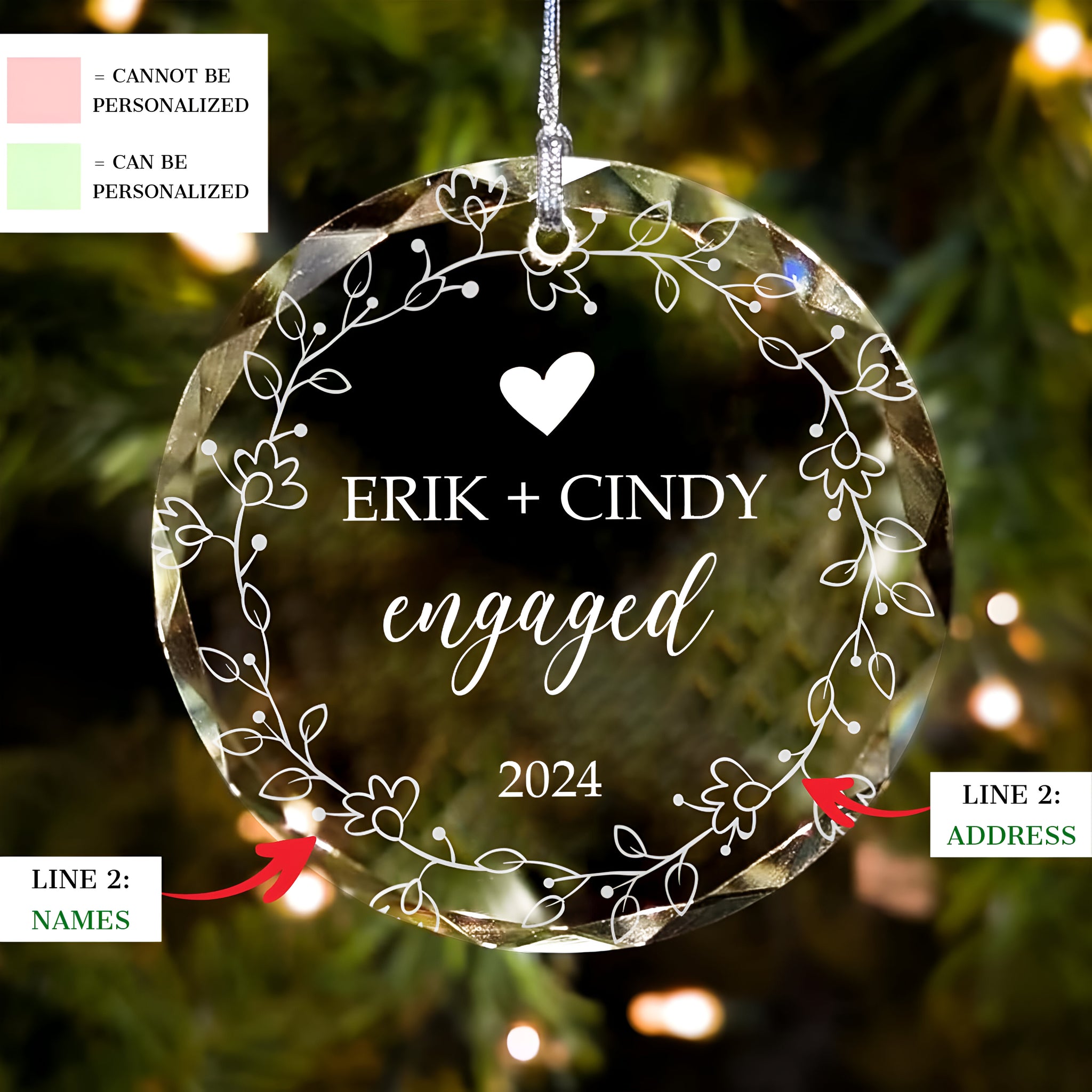 Personalized  First Christmas Married Glass Ornament, Our First Christmas Married as Mr and Mrs Ornament, Wedding Glass GX05-7 ORN2509
