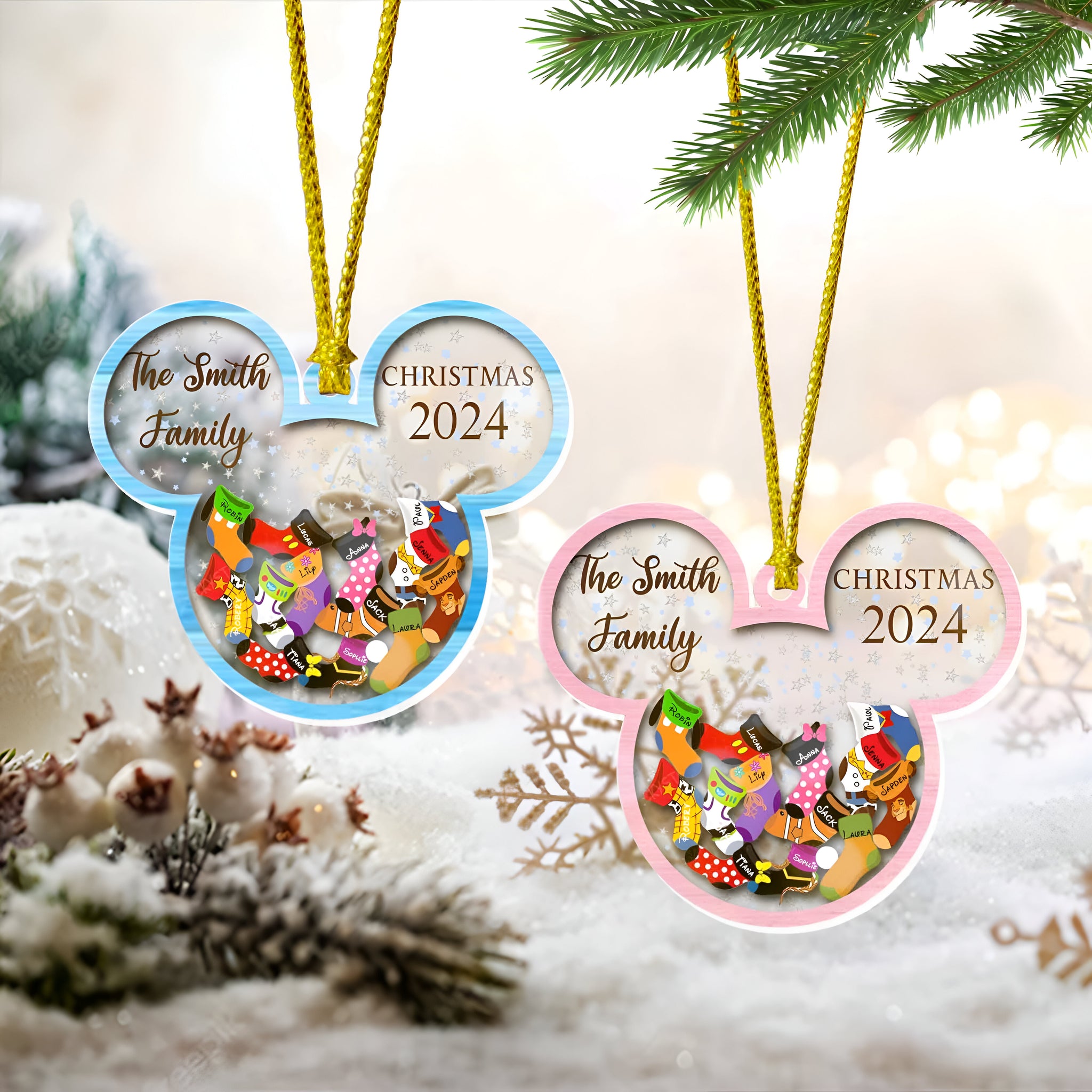 Personalized Disney Family Christmas Ornament 2024, Custom Family Christmas Ornament, 4D Customized Cookie Ornament Gift, Stocking Ornament ORHA24