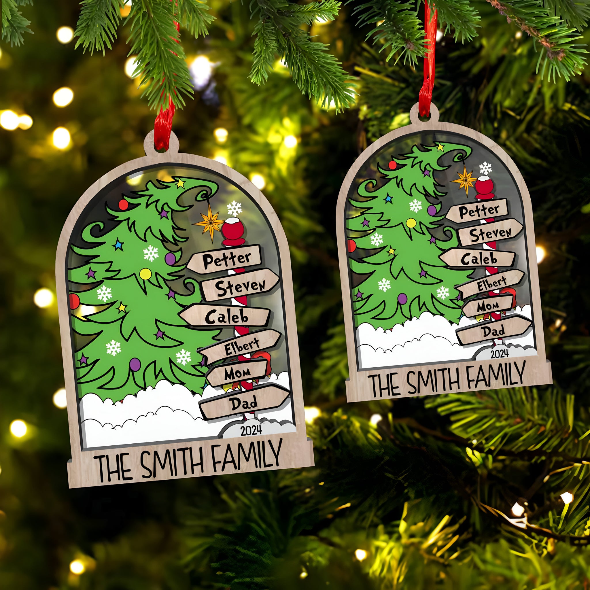 Personalized Family Christmas Ornament 2024, Custom Family Name Christmas Ornament, Christmas Tree Decoration, Christmas Ornament Gift ORHA24