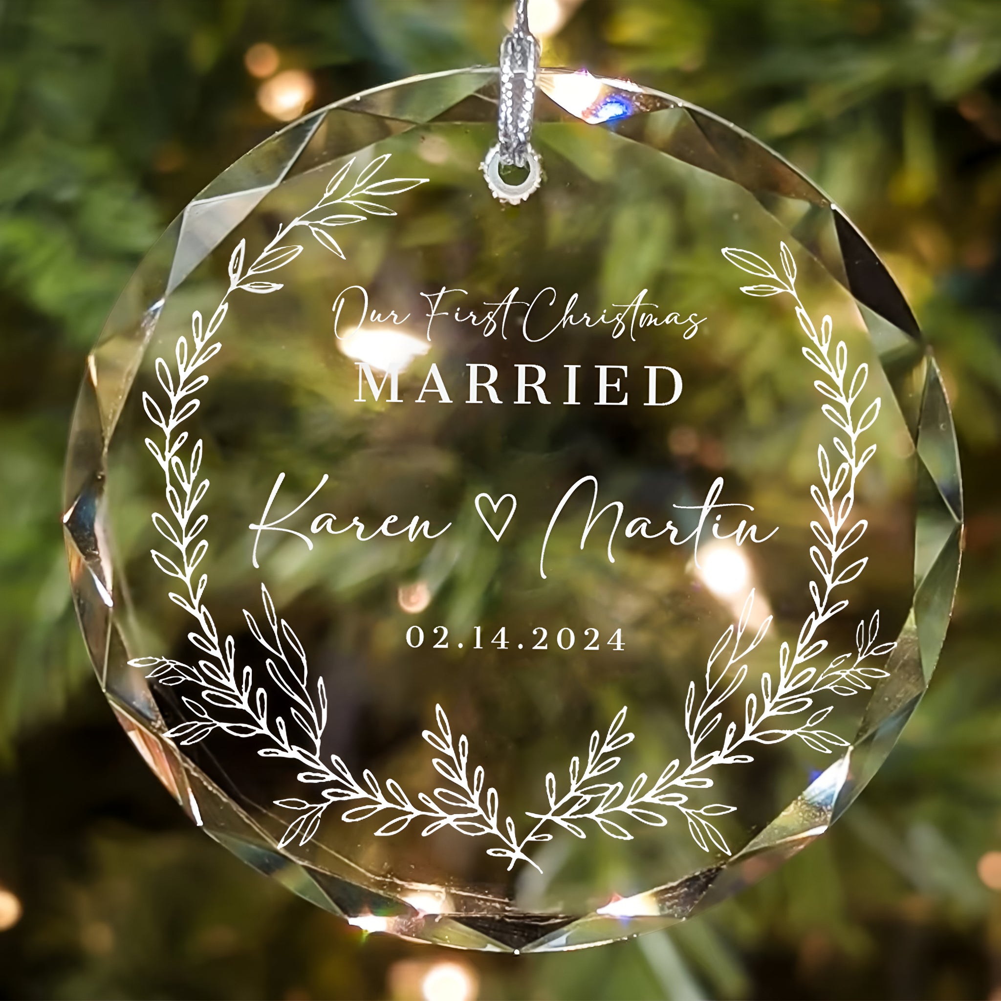 Personalized First Christmas Married Glass Ornament, Our First Christmas Married as Mr and Mrs Ornament, Wedding Glass GX05-14 ORN2509