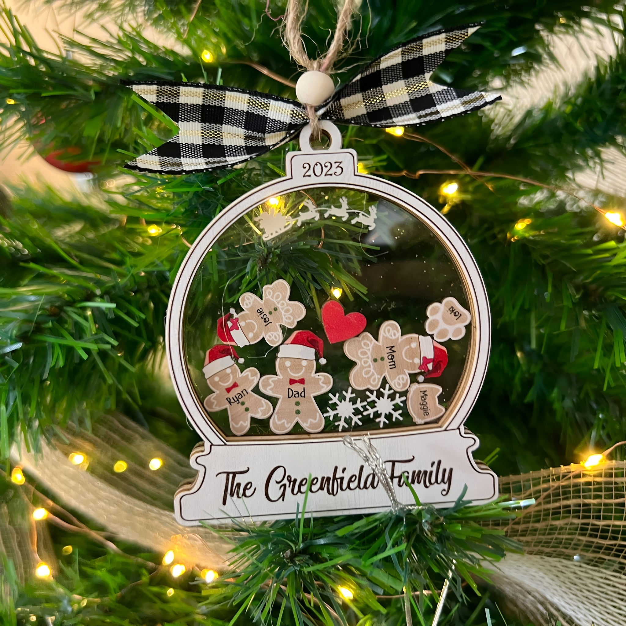 Personalized Gingerbread With Hat Family Christmas Ornament, Custom Family Ornament 2024, 4D Customized Cookie Ornament Gift for Christmas HAOR10