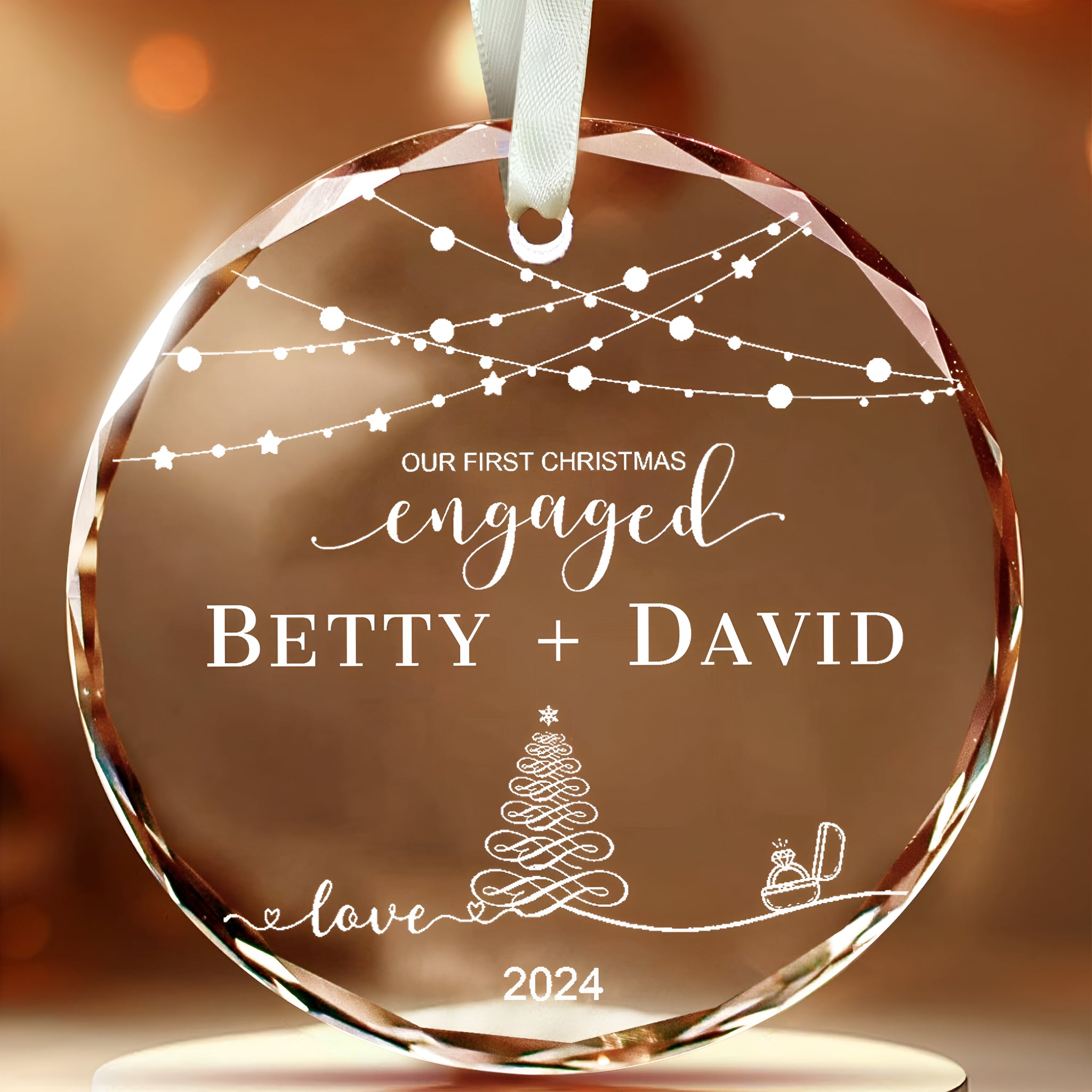 Personalized First Christmas Married Glass Ornament, Our First Christmas Married as Mr and Mrs Ornament, Wedding Glass GX05-13 ORN2509