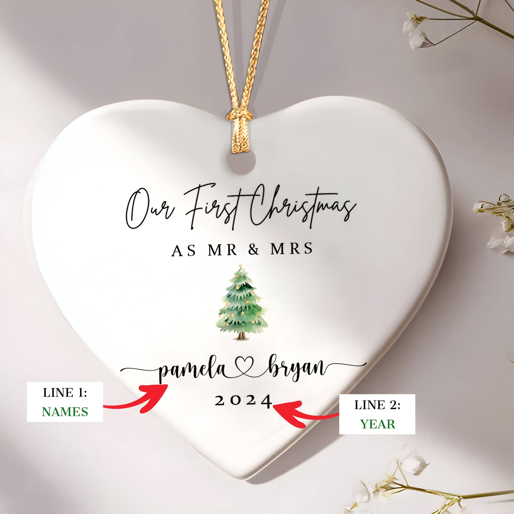 Personalized First Christmas Married Ornament, Mr Mrs Ornament, Wedding Gift, Newlywed Christmas Gift, Our First Christmas Ornament CY06-2 ORN2509