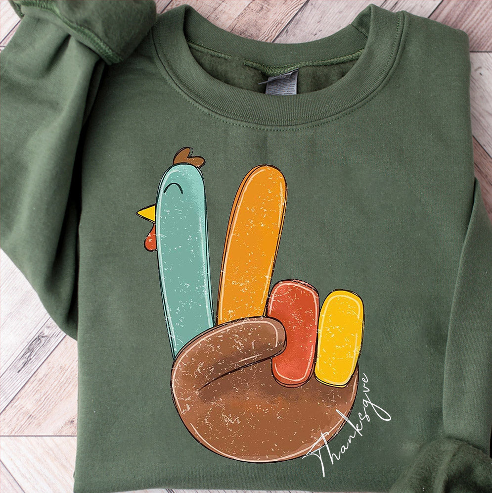 Peace Sign Turkey, Retro Thanksgiving Turkey Shirt, Hello Thanksgiving Sweatshirt, Gift For Thanksgiving, Happy Thanksgiving Shirt