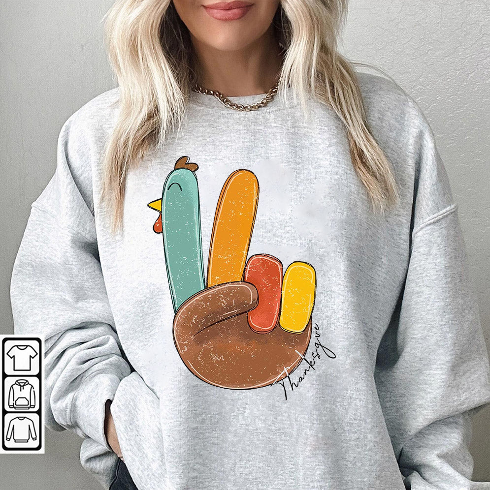 Peace Sign Turkey, Retro Thanksgiving Turkey Shirt, Hello Thanksgiving Sweatshirt, Gift For Thanksgiving, Happy Thanksgiving Shirt