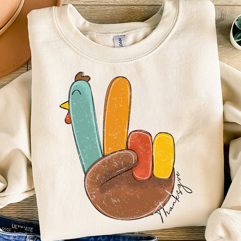 Peace Sign Turkey, Retro Thanksgiving Turkey Shirt, Hello Thanksgiving Sweatshirt, Gift For Thanksgiving, Happy Thanksgiving Shirt