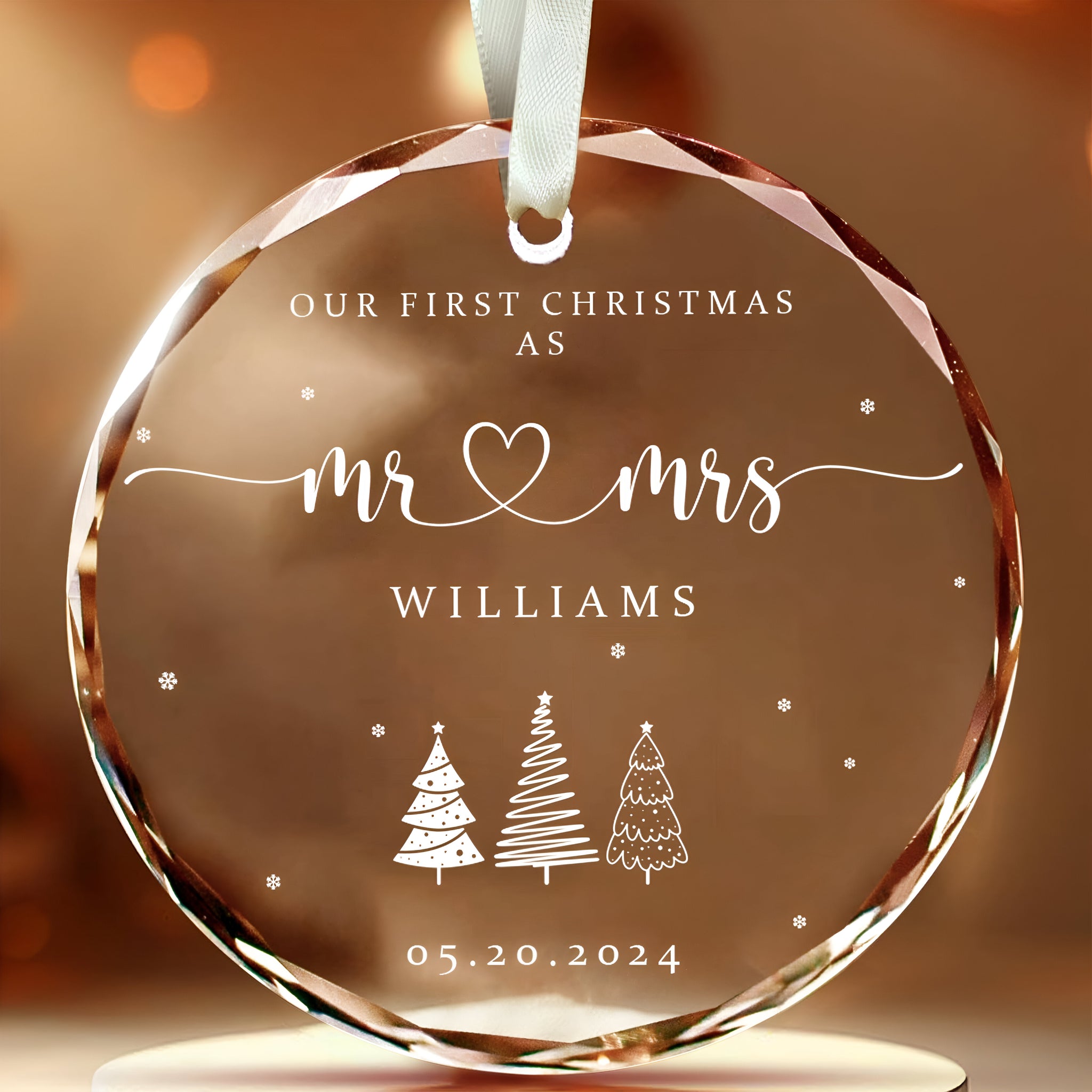 Personalized Mr and Mrs Christmas Ornament, Our First Christmas Married as Mr and Mrs Ornament, Newlywed Gift for Christmas, Wedding Gift Keepsake GX06-25 ORN2509