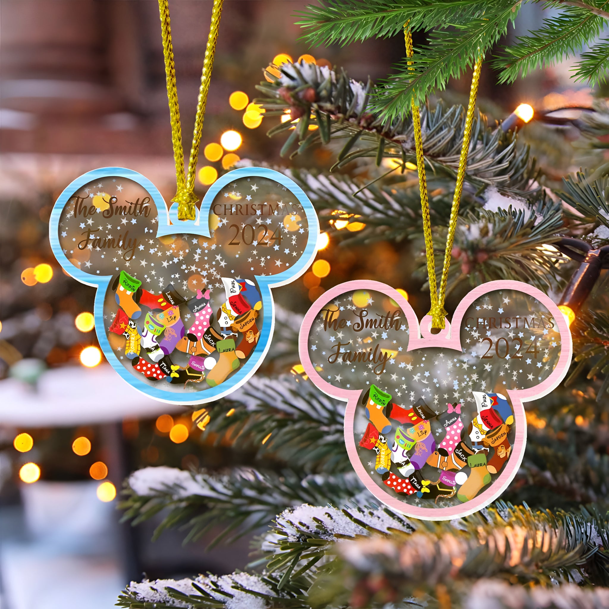 Personalized Disney Family Christmas Ornament 2024, Custom Family Christmas Ornament, 4D Customized Cookie Ornament Gift, Stocking Ornament ORHA24