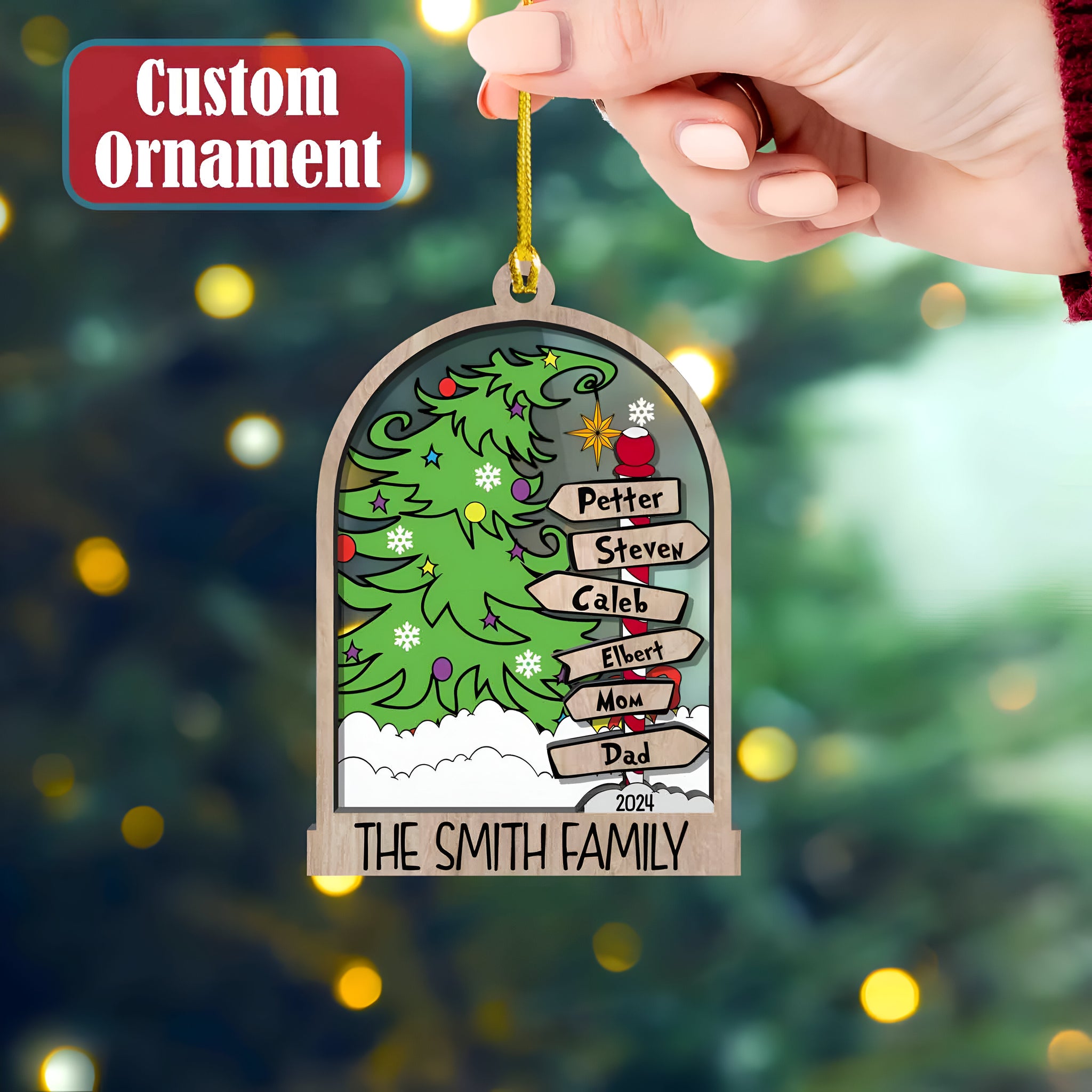 Personalized Family Christmas Ornament 2024, Custom Family Name Christmas Ornament, Christmas Tree Decoration, Christmas Ornament Gift ORHA24