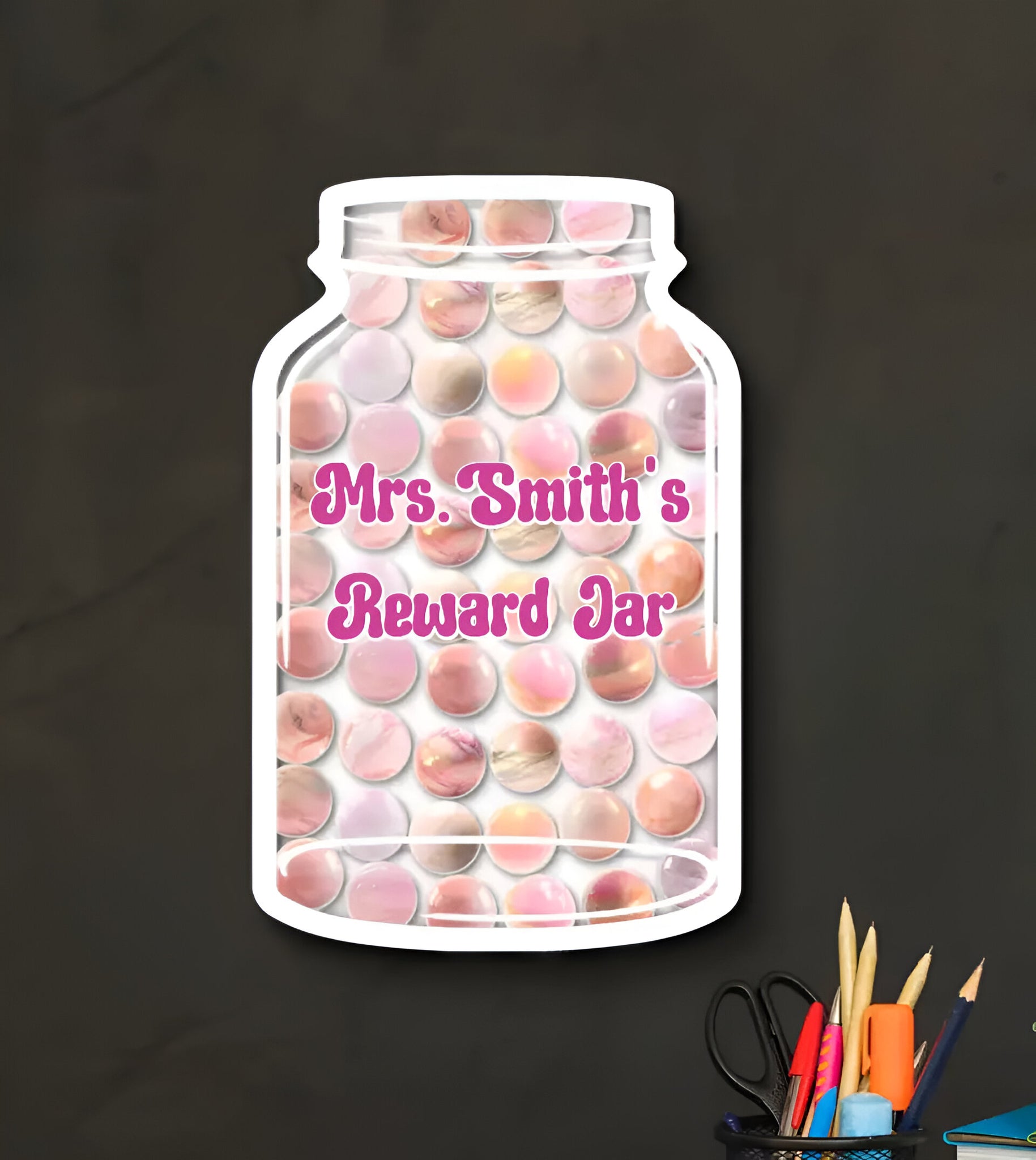 Personalized Pastel Marble Reward Jar For Classroom- Goal Tracker & Behaviour Reward For Kids Rejar
