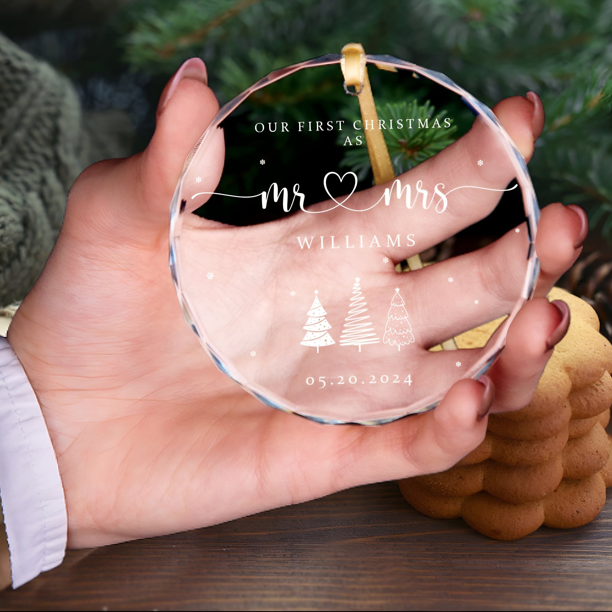 Personalized Mr and Mrs Christmas Ornament, Our First Christmas Married as Mr and Mrs Ornament, Newlywed Gift for Christmas, Wedding Gift Keepsake GX06-25 ORN2509