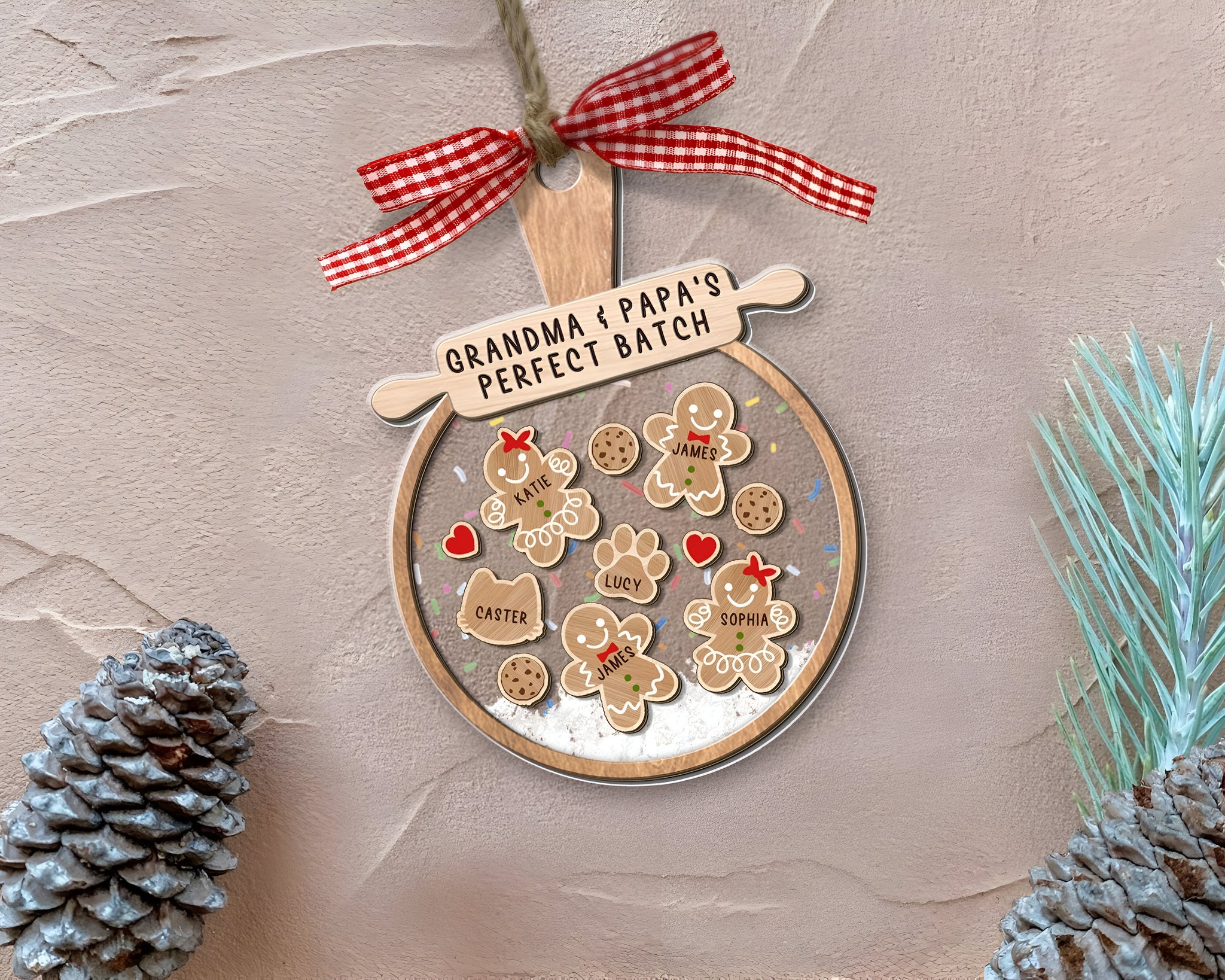 Personalized Family Member Shaker Ornament, Family 4D Shake Ornament, Gingerbread Family Ornament, Family Christmas Gifts, Family Keepsake ORHA24