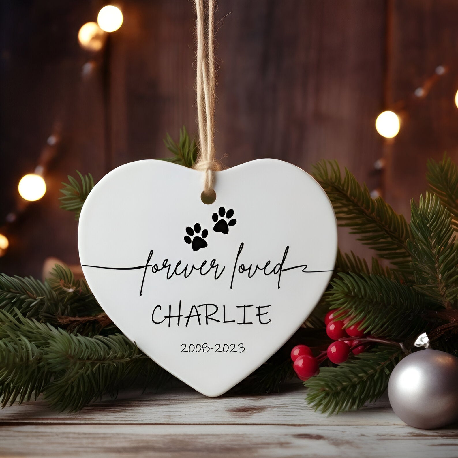 Personalized Dog Memorial Ornament, Dog Loss Ornament, Pet Memorial Gifts, Dog Mom Christmas Gifts, Forever Loved, Custom Dog Ornament ORN0110