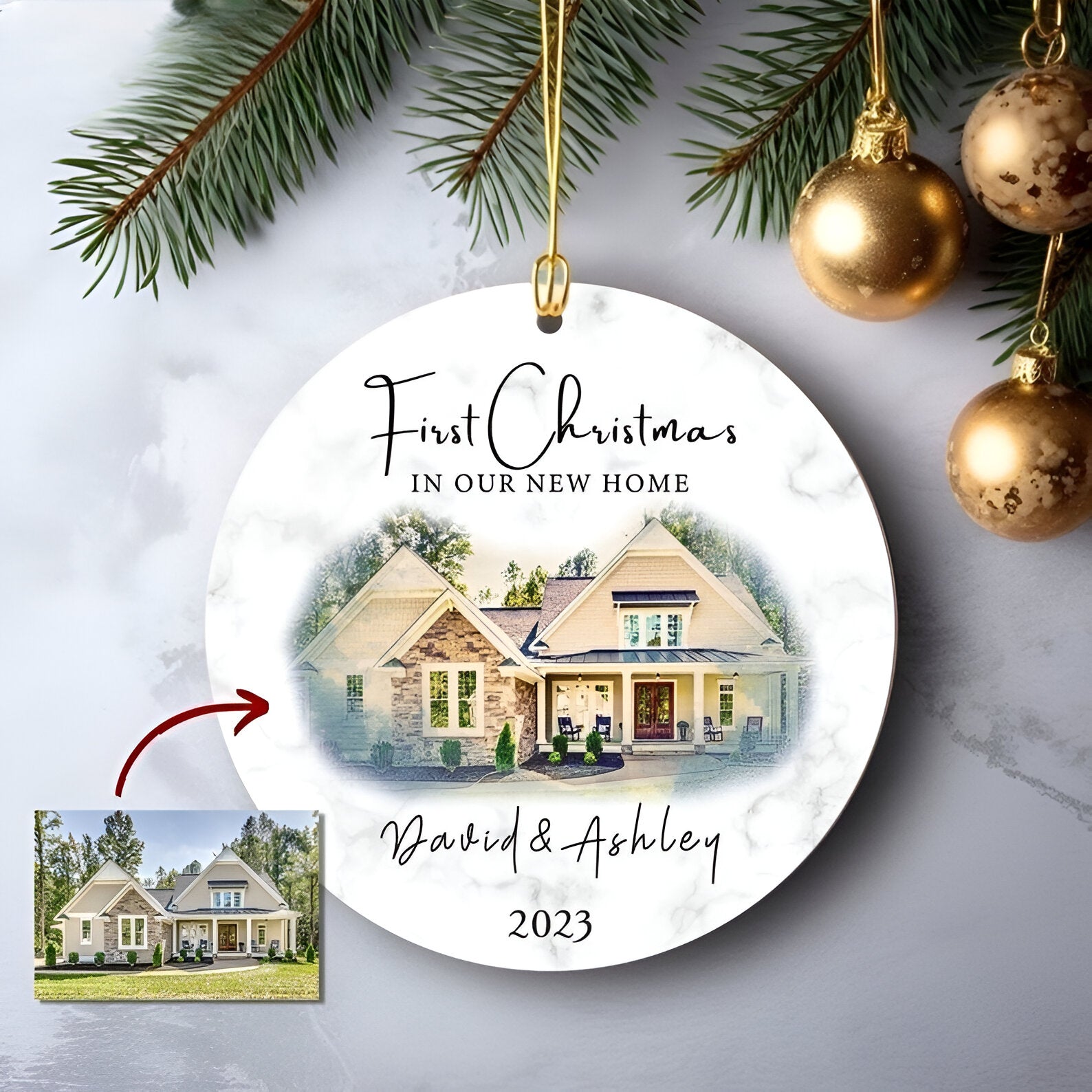 Personalized First Christmas in Our New Home Ornament, Custom New Home Photo Christmas Ornaments, 2024 New House Ornament Gift ORN0110
