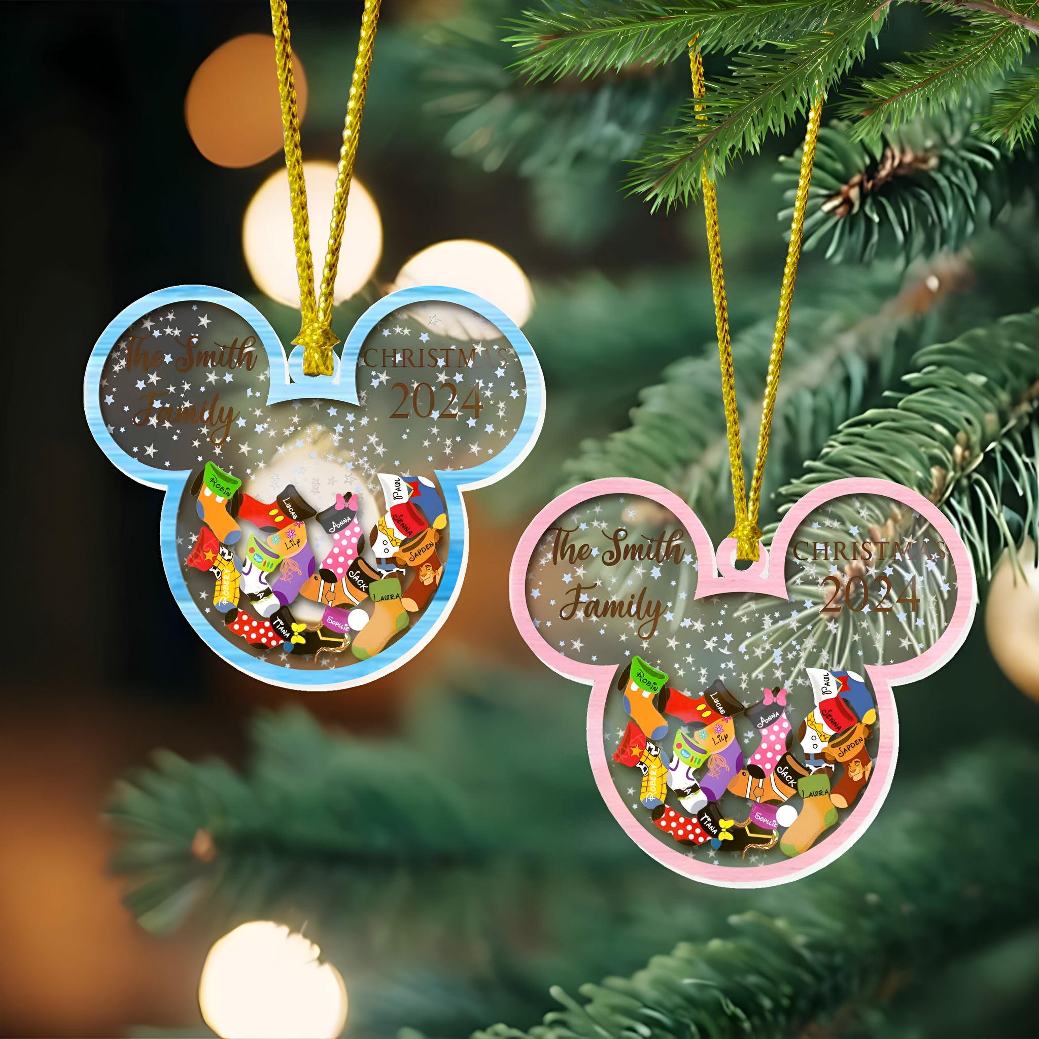 Personalized Disney Family Christmas Ornament 2024, Custom Family Christmas Ornament, 4D Customized Cookie Ornament Gift, Stocking Ornament ORHA24