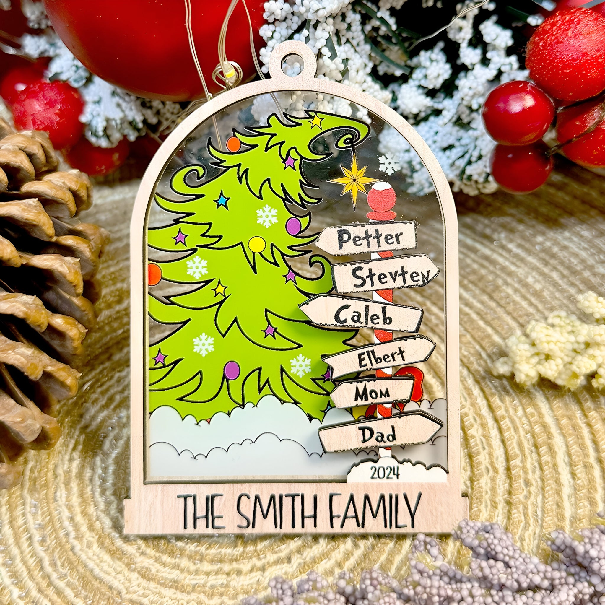 Personalized Family Christmas Ornament 2024, Custom Family Name Christmas Ornament, Christmas Tree Decoration, Christmas Ornament Gift ORHA24