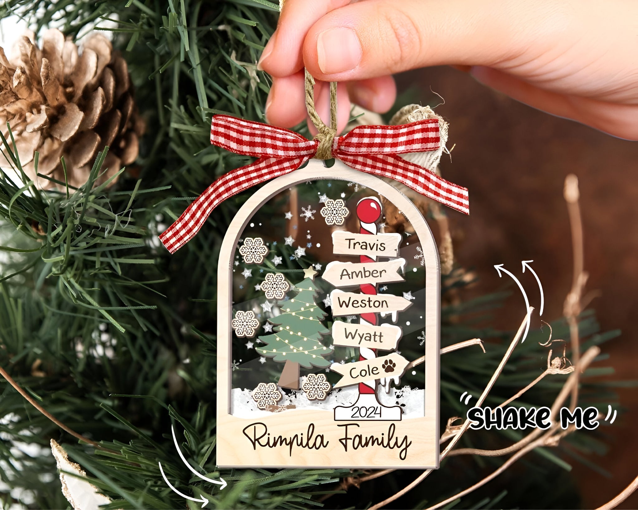 Personalized Family Ornament, Custom Family Christmas Ornament, 4D Shake Family Ornament 2024, Family Christmas Tree Ornament, Family Gift HAOR10