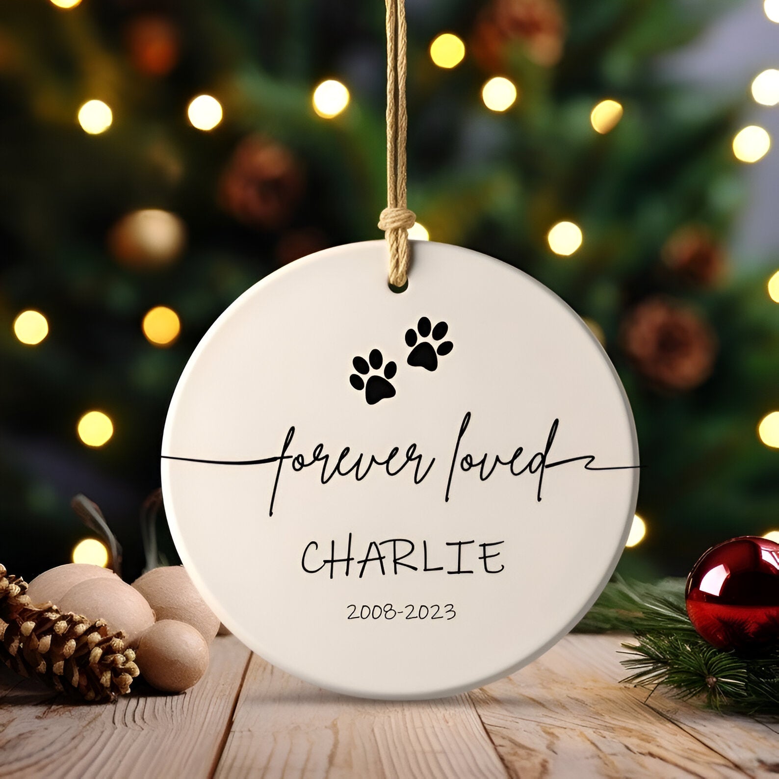 Personalized Dog Memorial Ornament, Dog Loss Ornament, Pet Memorial Gifts, Dog Mom Christmas Gifts, Forever Loved, Custom Dog Ornament ORN0110