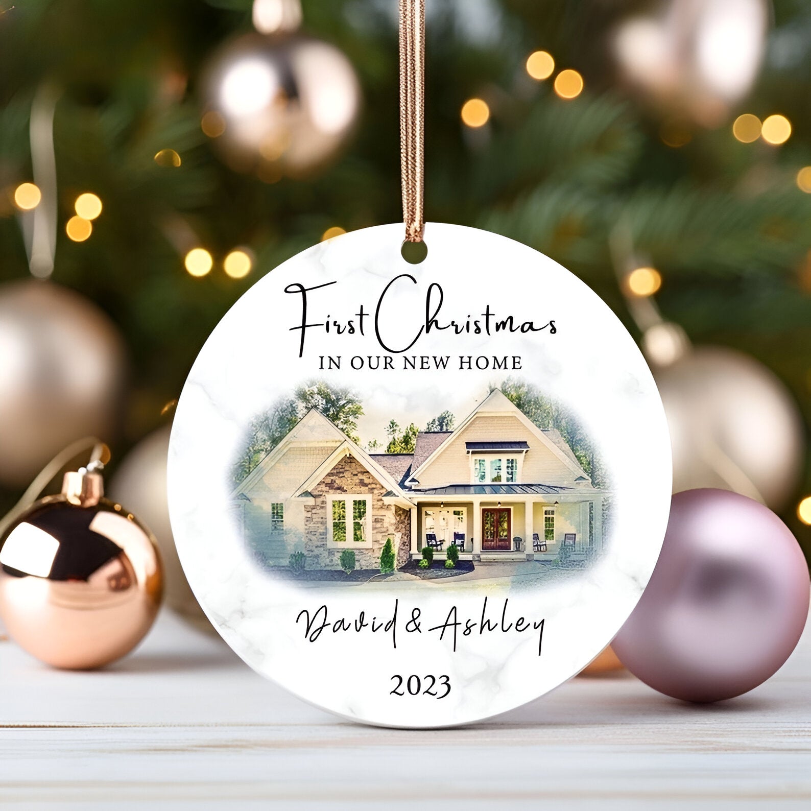 Personalized First Christmas in Our New Home Ornament, Custom New Home Photo Christmas Ornaments, 2024 New House Ornament Gift ORN0110