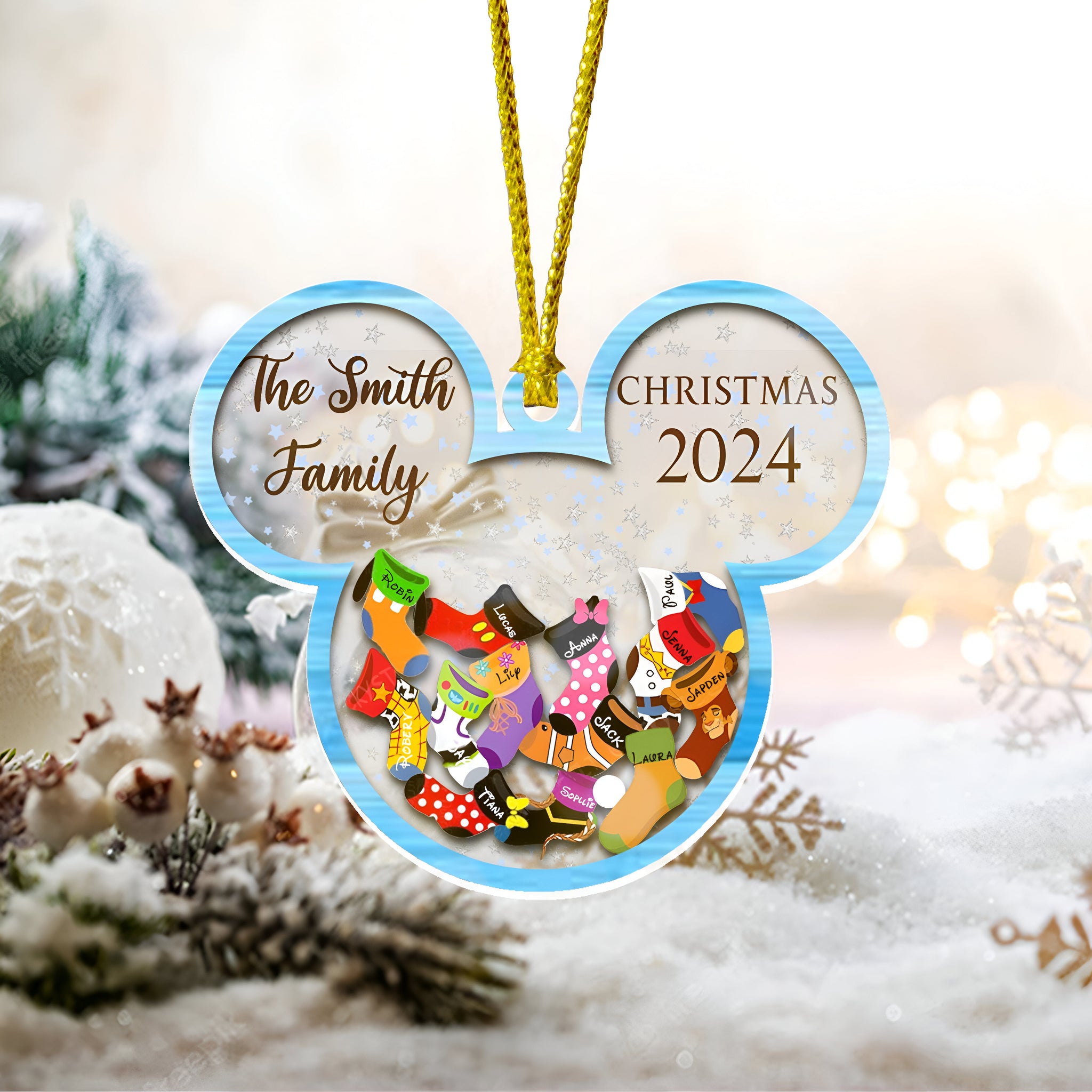 Personalized Disney Family Christmas Ornament 2024, Custom Family Christmas Ornament, 4D Customized Cookie Ornament Gift, Stocking Ornament ORHA24