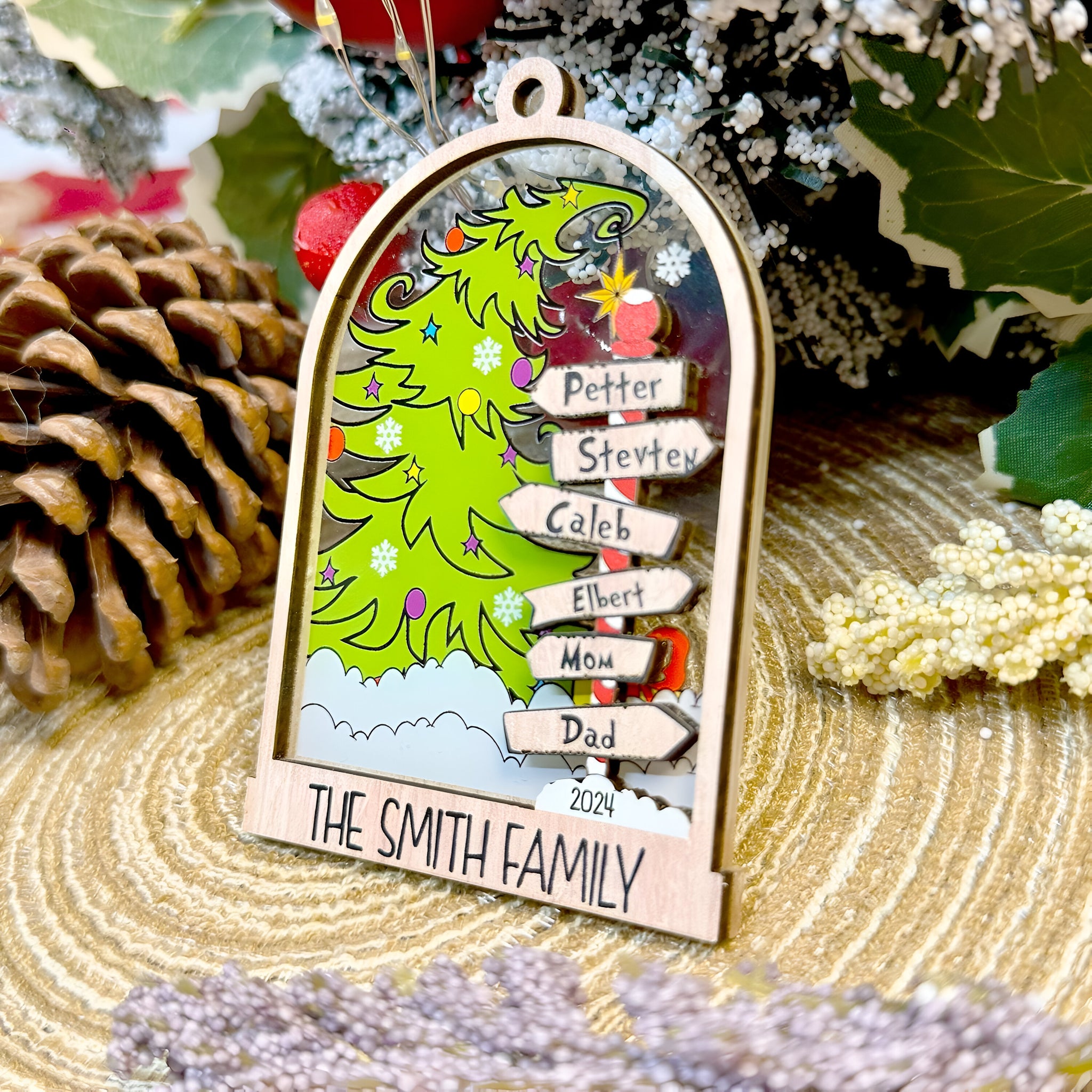 Personalized Family Christmas Ornament 2024, Custom Family Name Christmas Ornament, Christmas Tree Decoration, Christmas Ornament Gift ORHA24