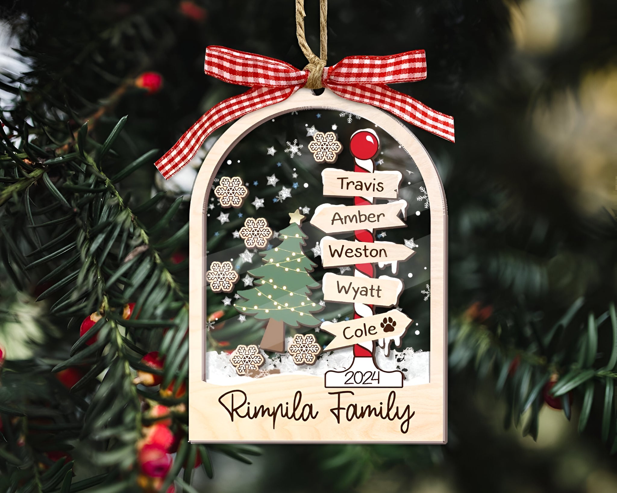 Personalized Family Ornament, Custom Family Christmas Ornament, 4D Shake Family Ornament 2024, Family Christmas Tree Ornament, Family Gift HAOR10