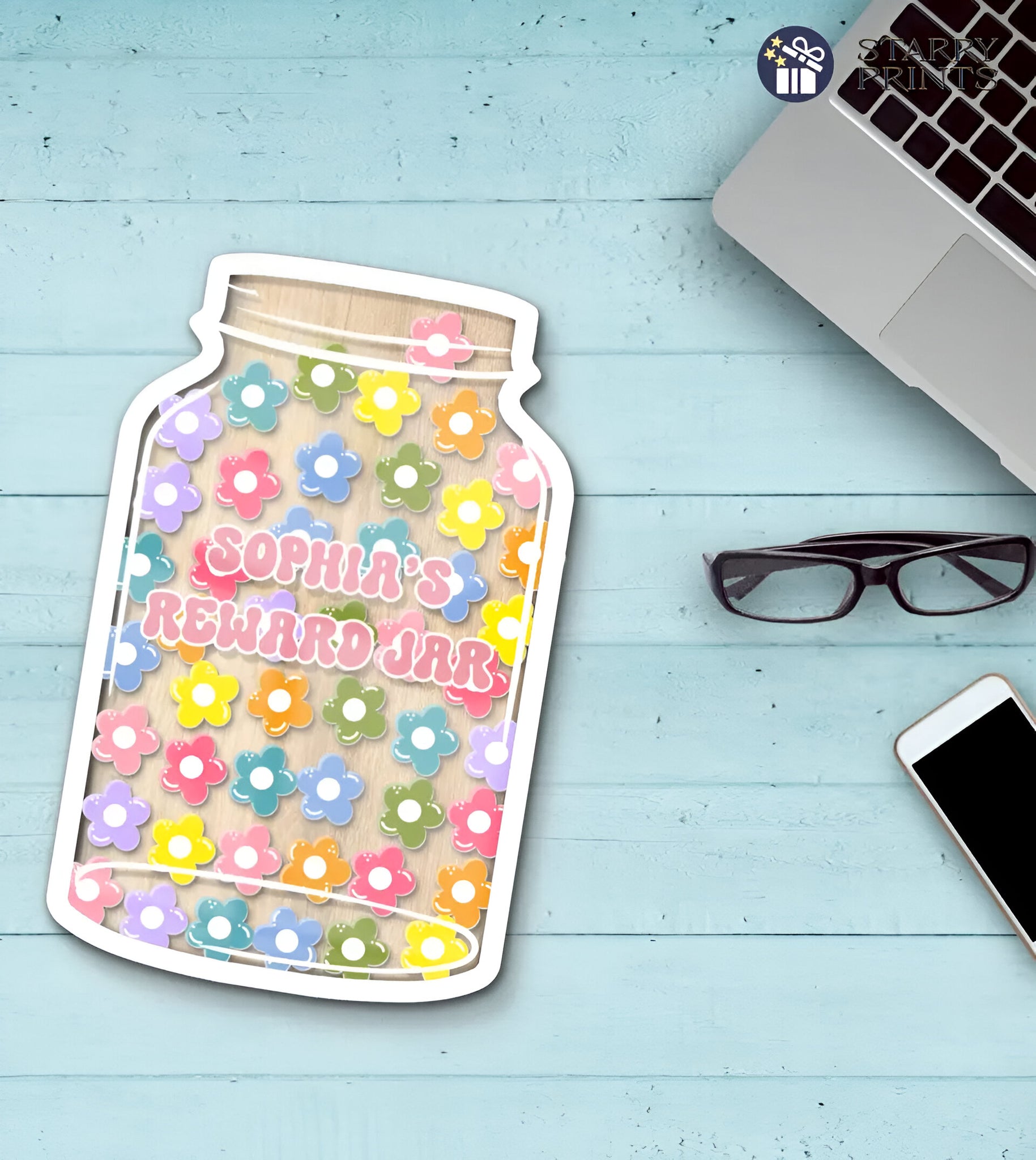 Personalized Magnetic Reward Jar For Classroom With Flower Tokens - Motivational Goal Tracker - Gift For Teachers Rejar