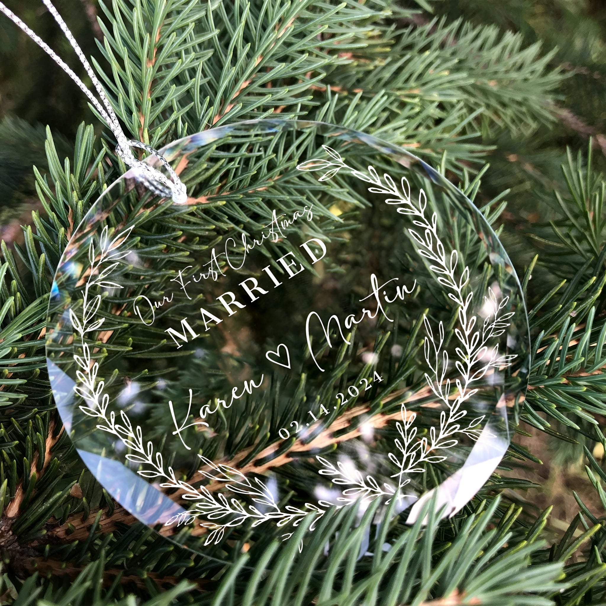 Personalized First Christmas Married Glass Ornament, Our First Christmas Married as Mr and Mrs Ornament, Wedding Glass GX05-14 ORN2509